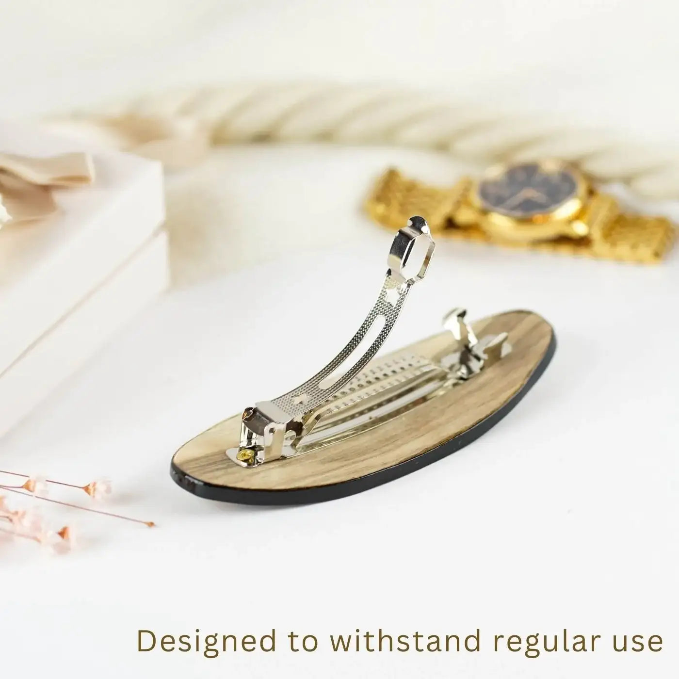 Hand-painted wooden hair barrette - Handmade Ukrainian hair clip, Petrykivka hair barrette for women, Red flower hair jewelry, Half-up clip