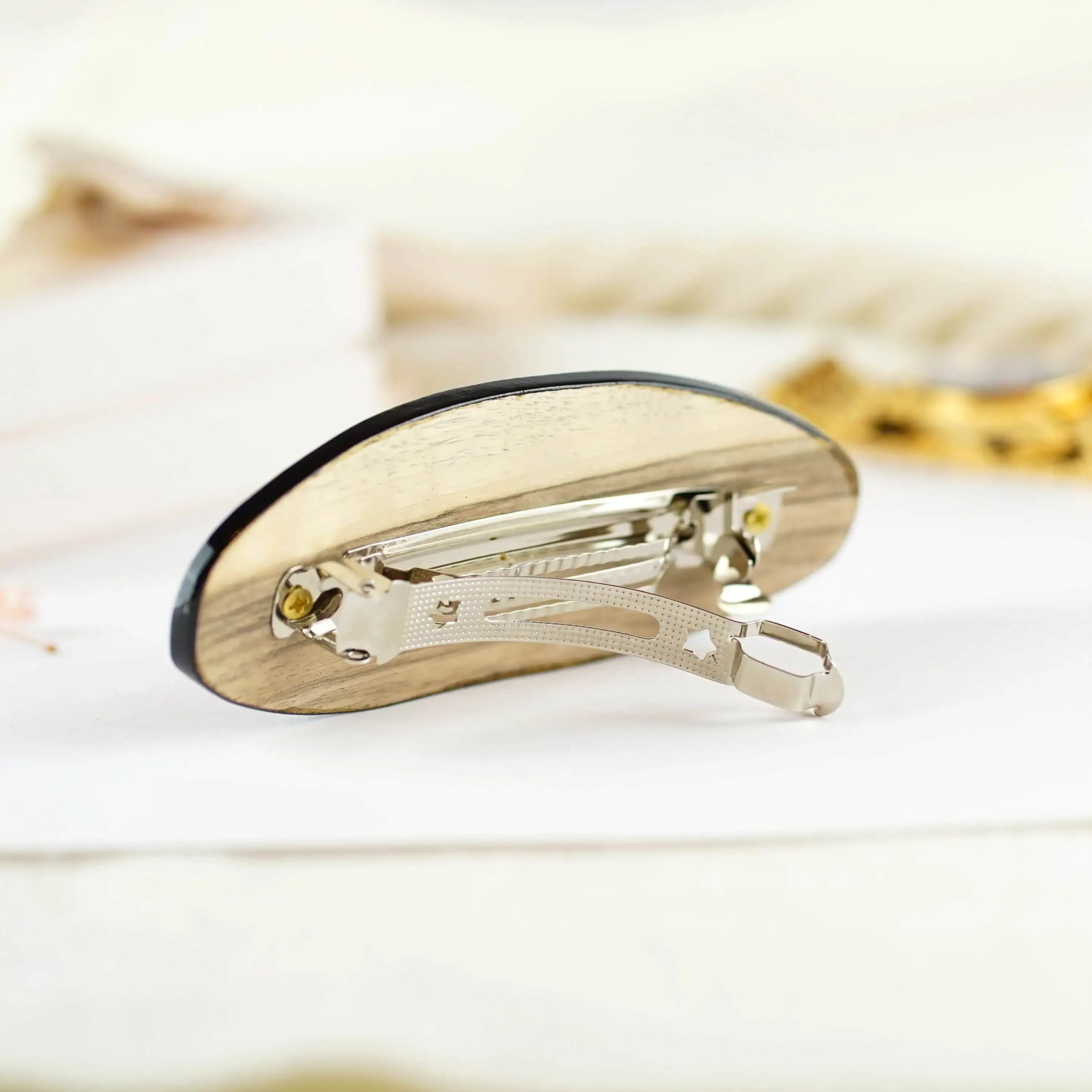 Hand-painted wooden hair barrette - Handmade Ukrainian hair clip, Petrykivka hair barrette for women, Red flower hair jewelry, Half-up clip