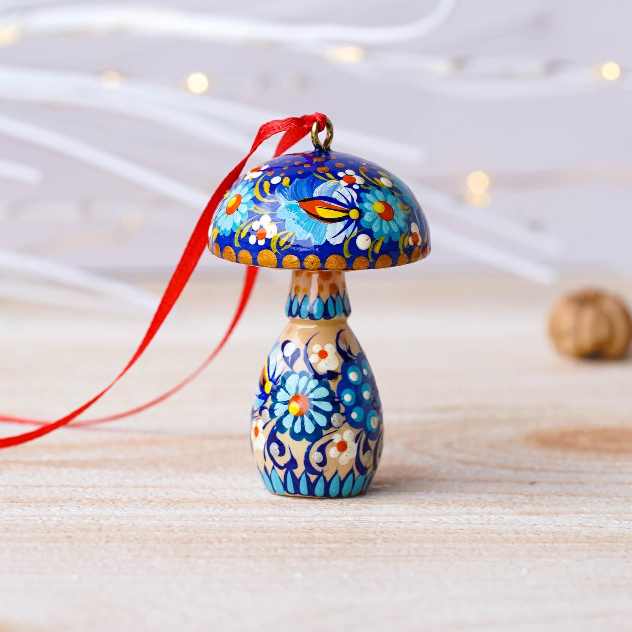 mushroomwooden christmas ornament