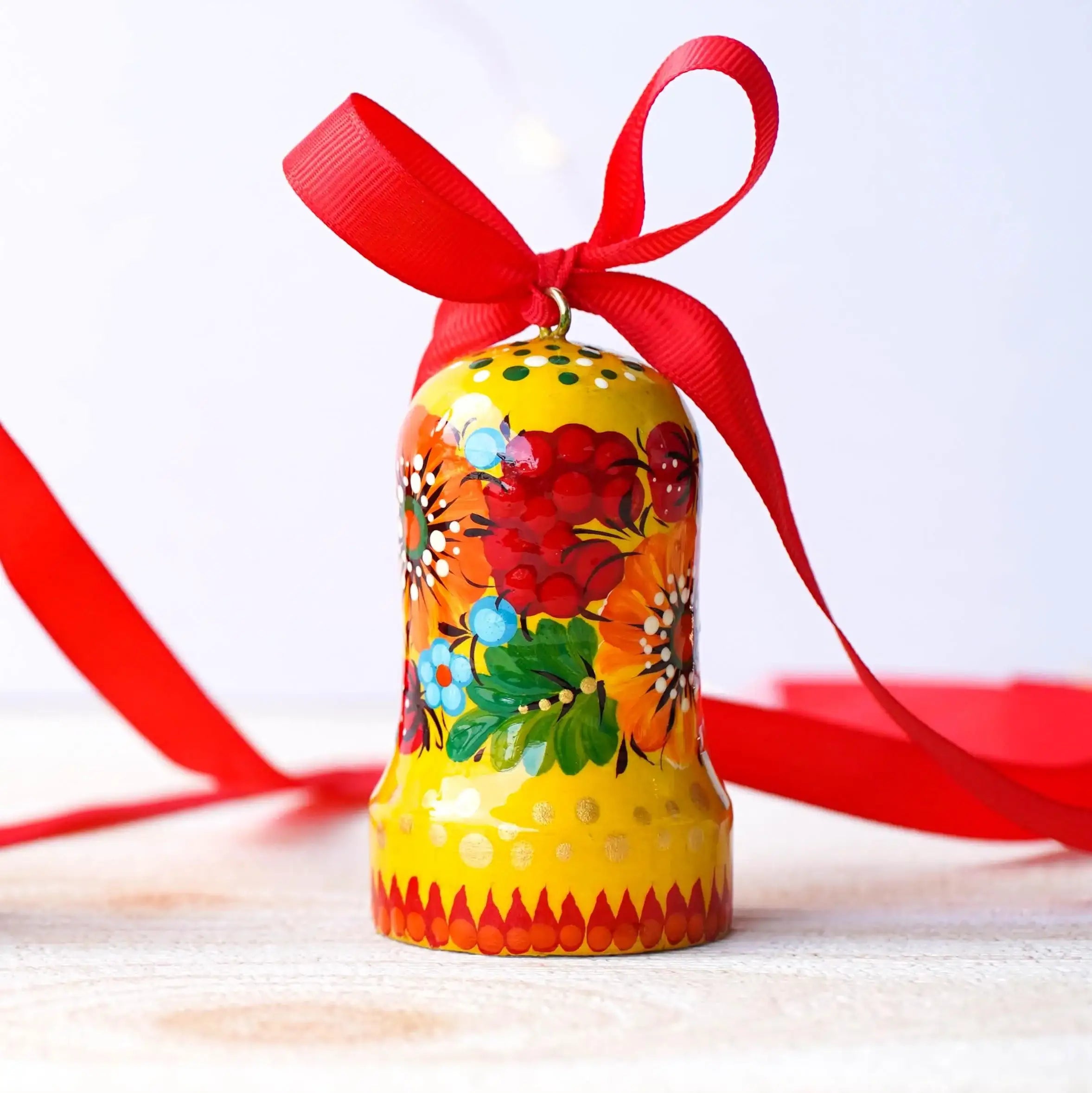 yellow wooden bell ornaments