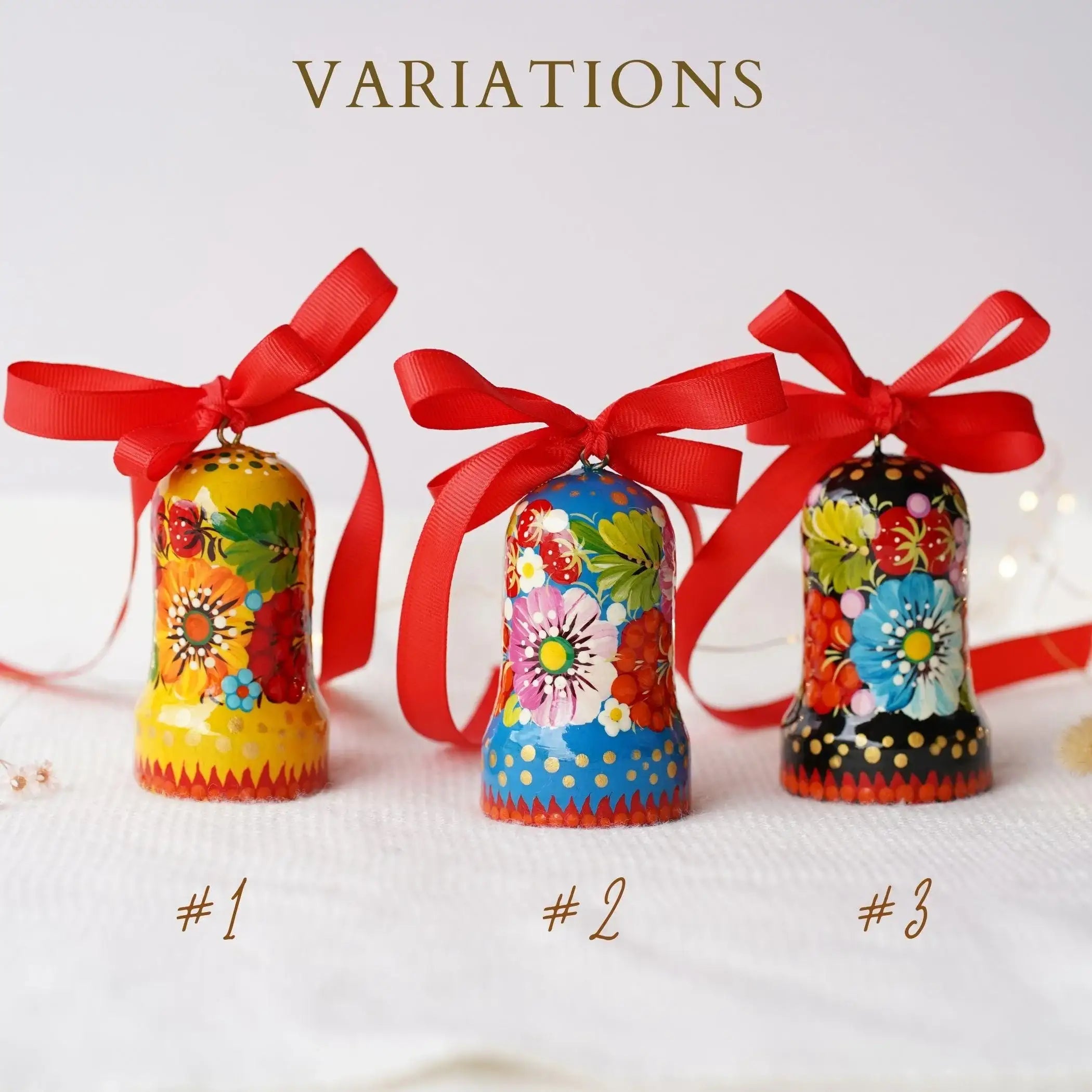 Painted Wooden Bell Easter Ornament - Handmade Ukrainian Petrykivka Bell