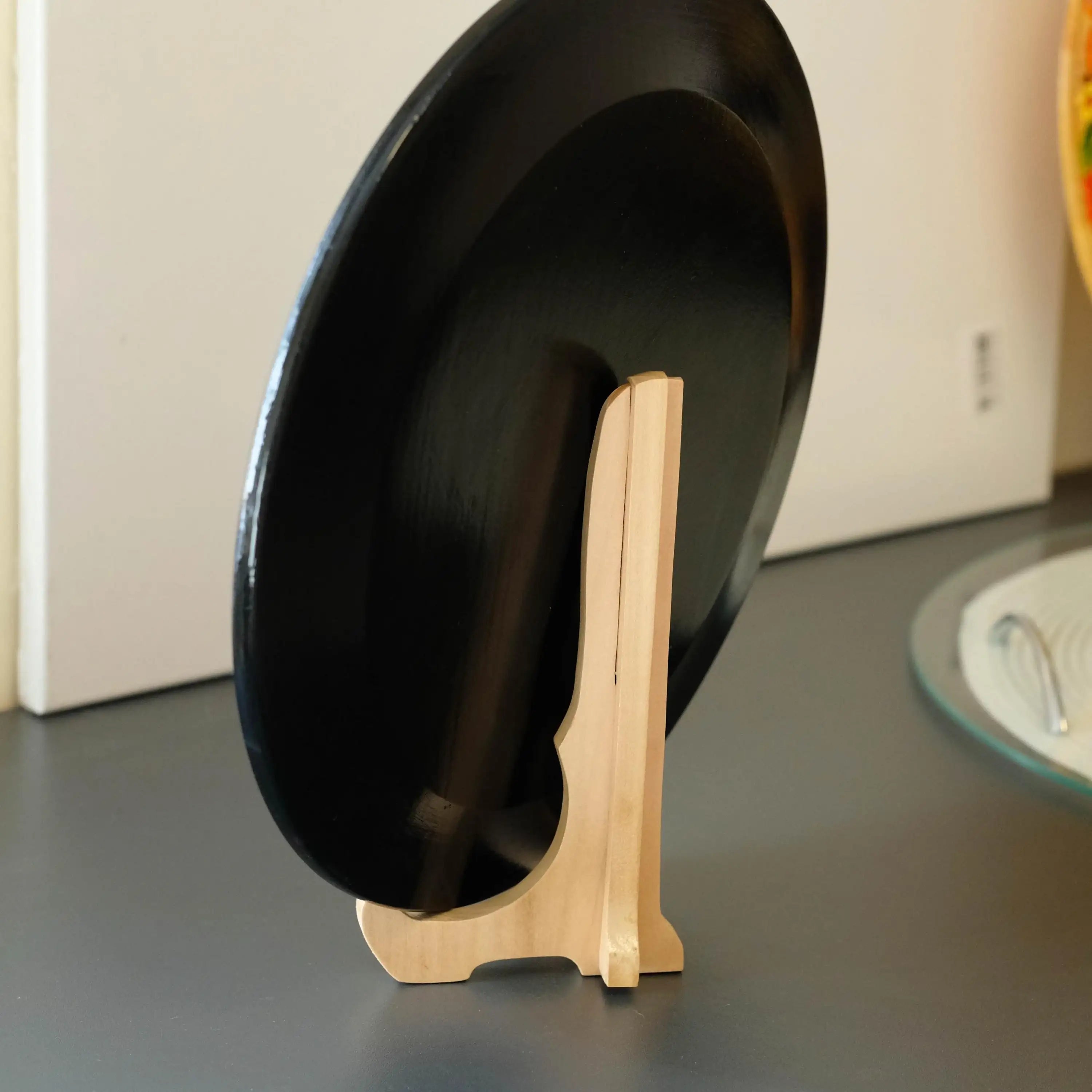 Painted Wooden Decorative Plate with Ukrainian Trident 11.8 in, Petrykivka Art