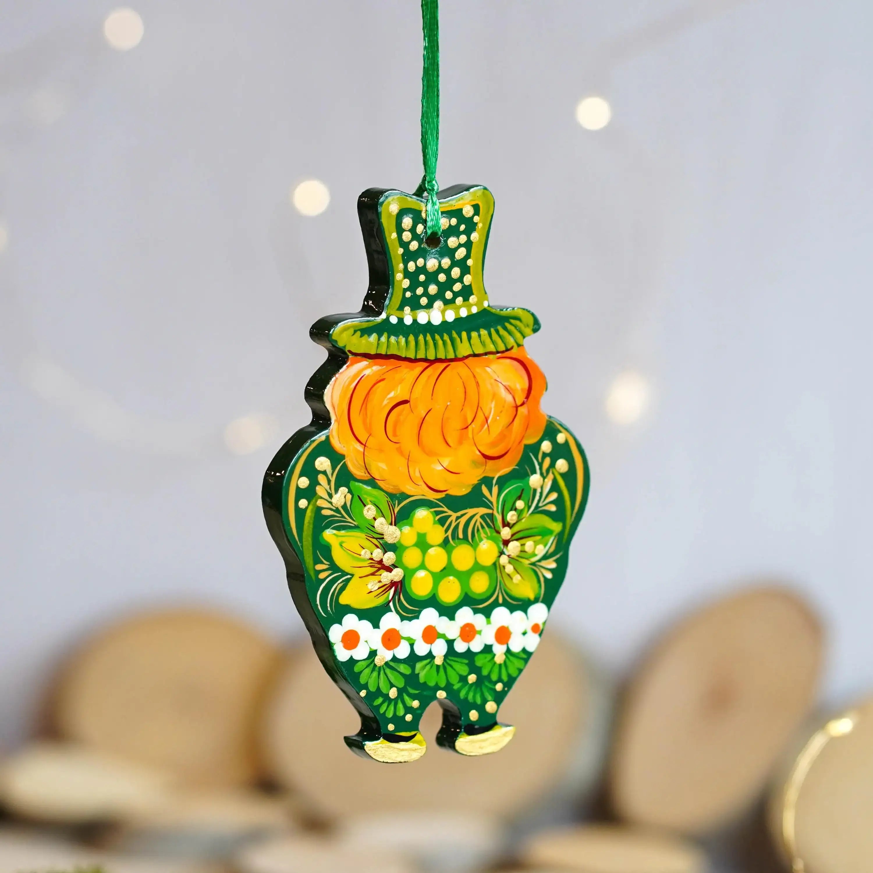 Personalized Painted Wooden Leprechaun Ornament - Ukrainian Petrykivka Art St Patrick's Day Decor, Handmade Irish Keepsake Gift