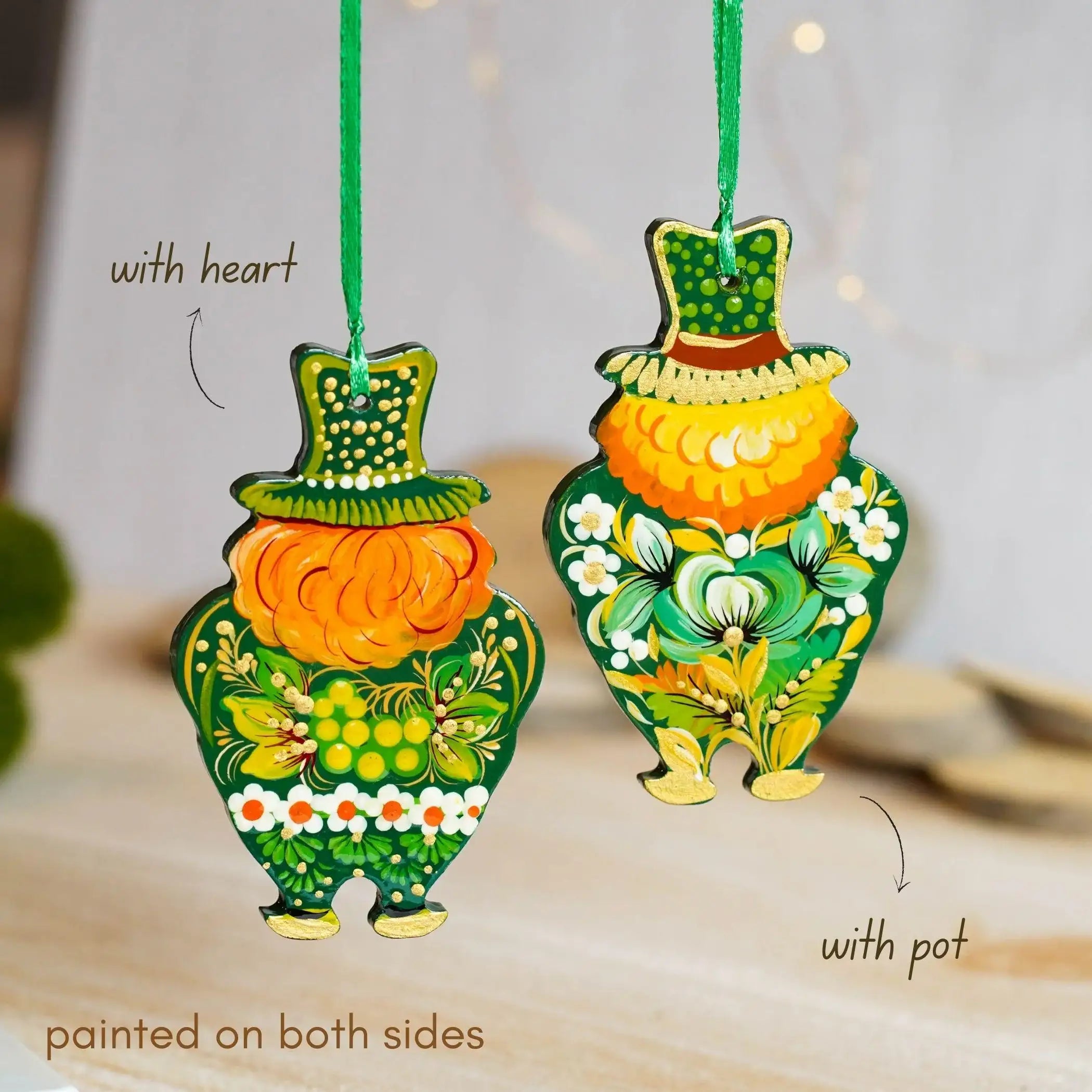 Personalized Painted Wooden Leprechaun Ornament - Ukrainian Petrykivka Art St Patrick's Day Decor, Handmade Irish Keepsake Gift