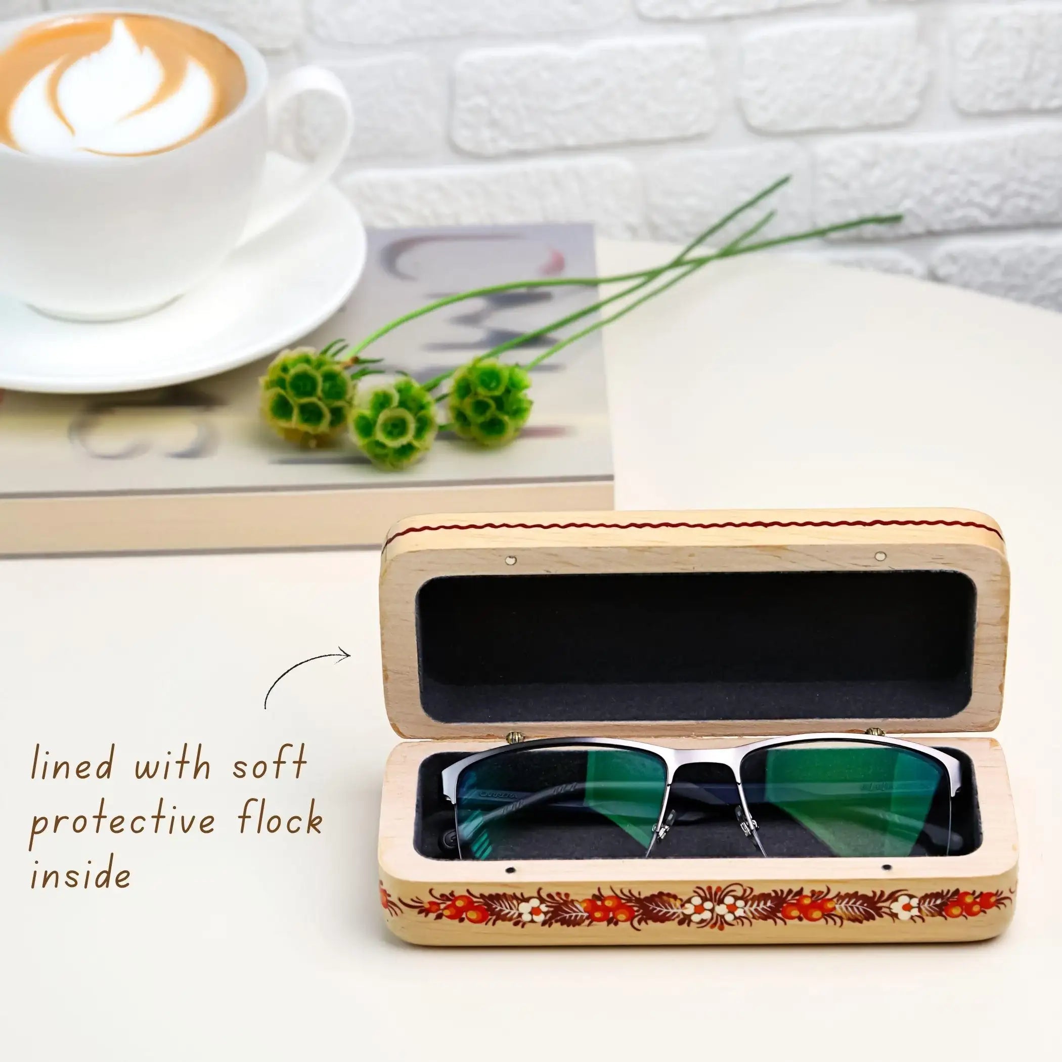 Hand-painted Wooden Glasses Case - Personalized Hummingbird Eyeglass Holder, Ukrainian Petrykivka Folk Art Gift for Readers