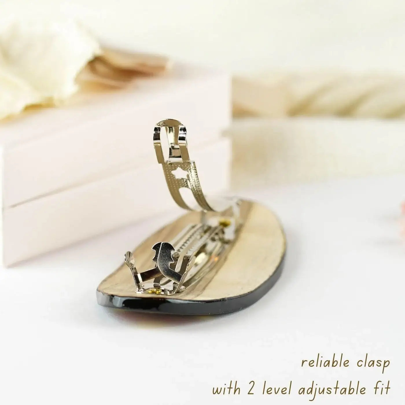 Handmade Painted Wooden Hair Barrette - Large Oval Green Flower Hair Clip - Petrykivka Folk Art Barrette for Women