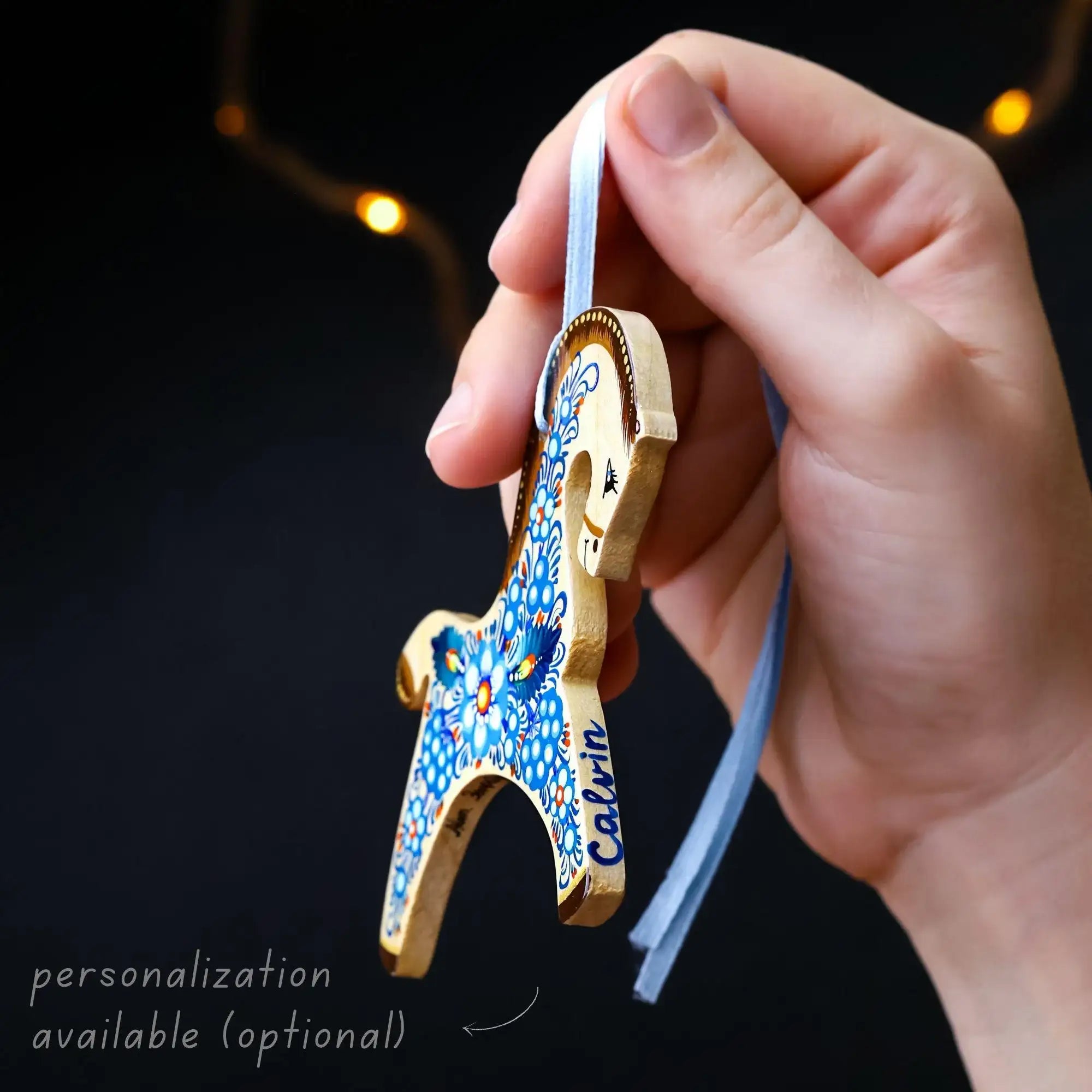 Personalized Horse Christmas Ornament - Hand-painted Wooden Ukrainian Petrykivka Folk Art Tree Decoration