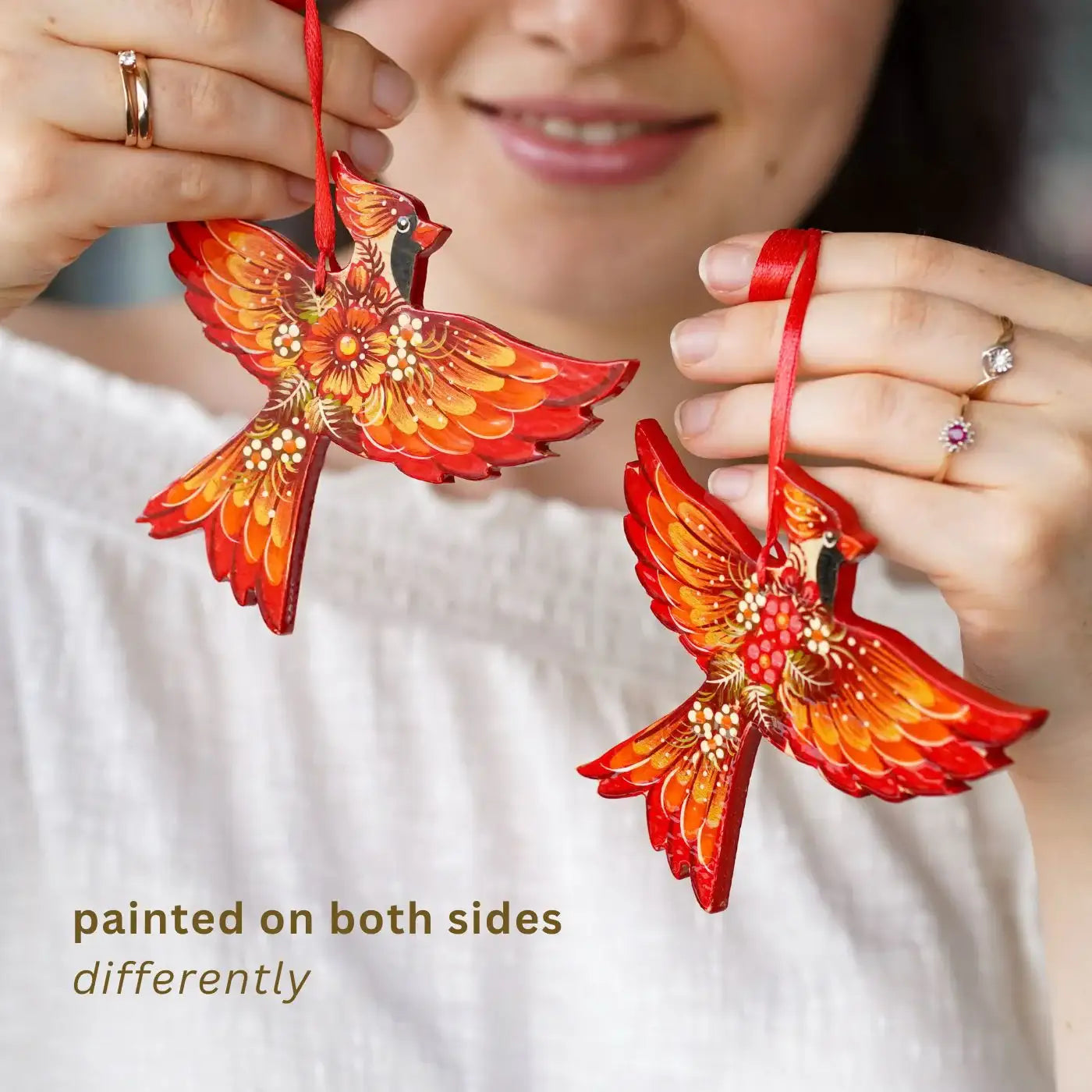 Hand-painted Wooden Cardinal Christmas Ornament