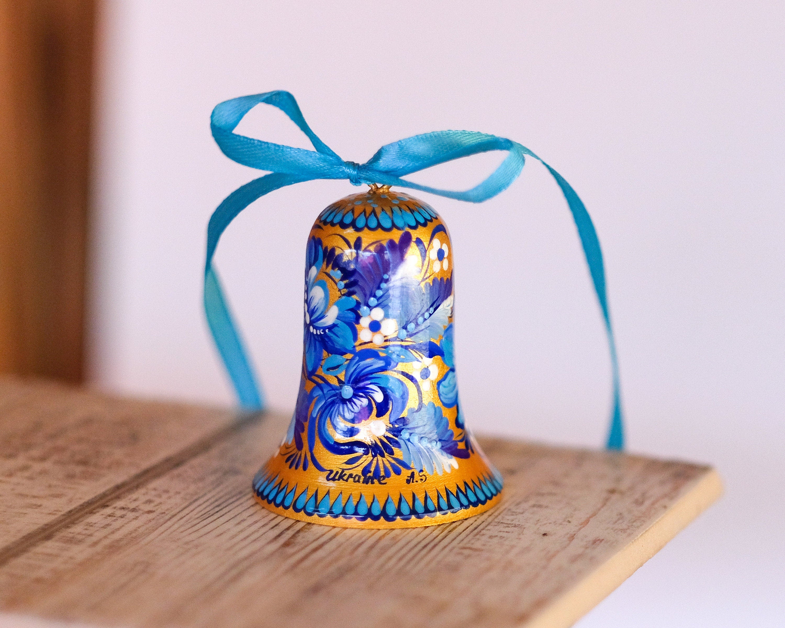 Wooden Bell Christmas Ornament Hand-painted