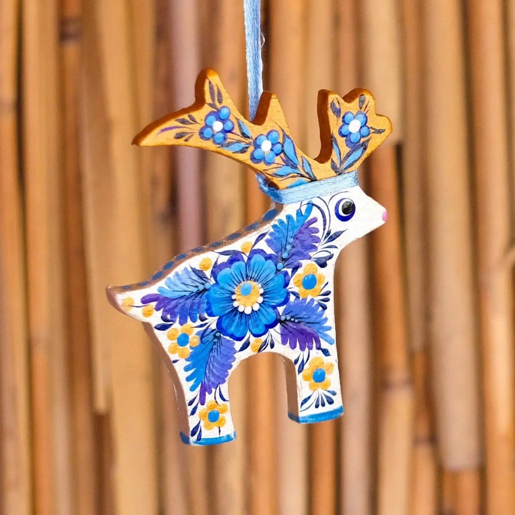 Hand-painted Wooden Deer Christmas Ornament
