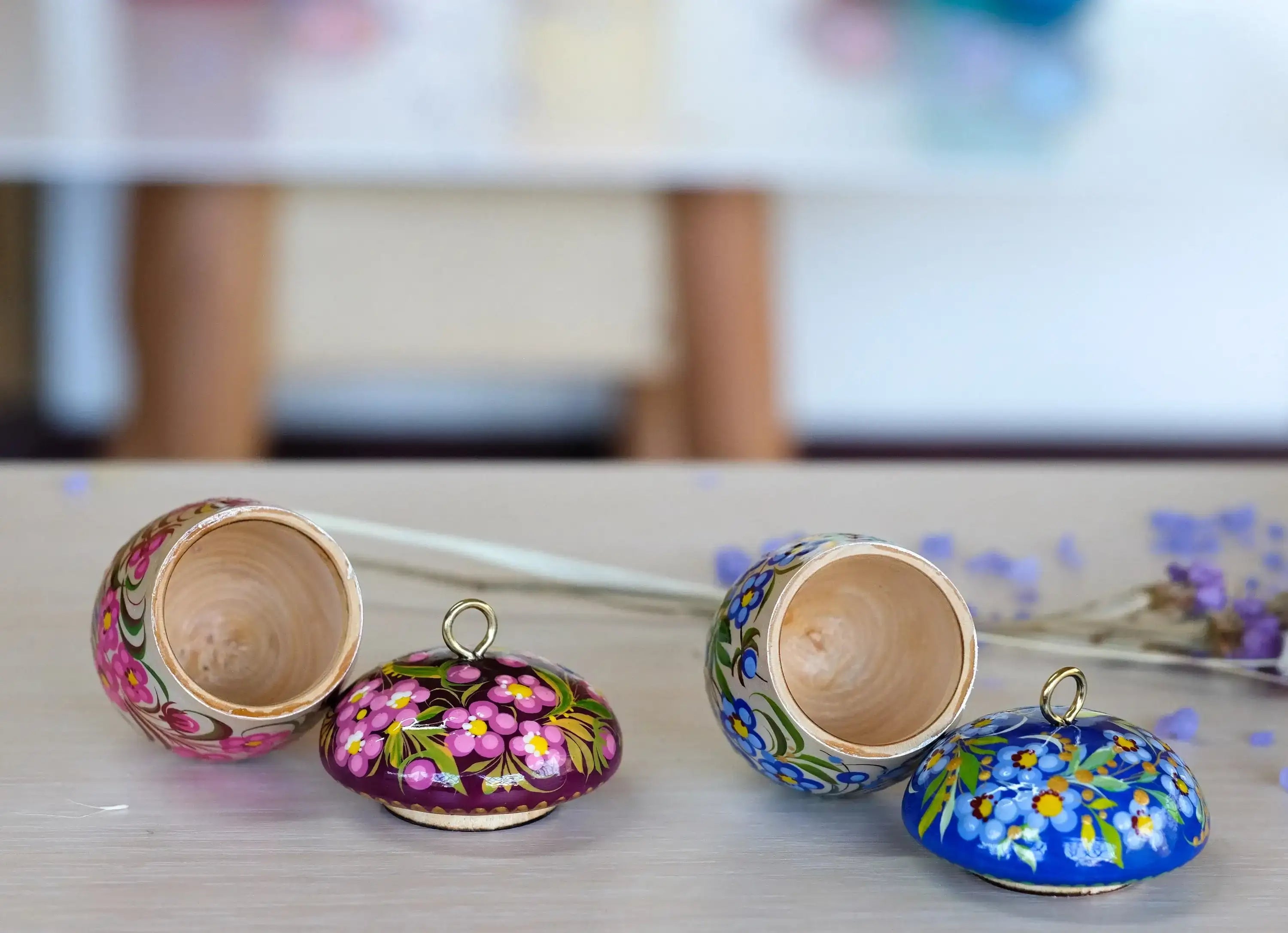 Fillable Wooden Painted Mushroom Christmas Ornament