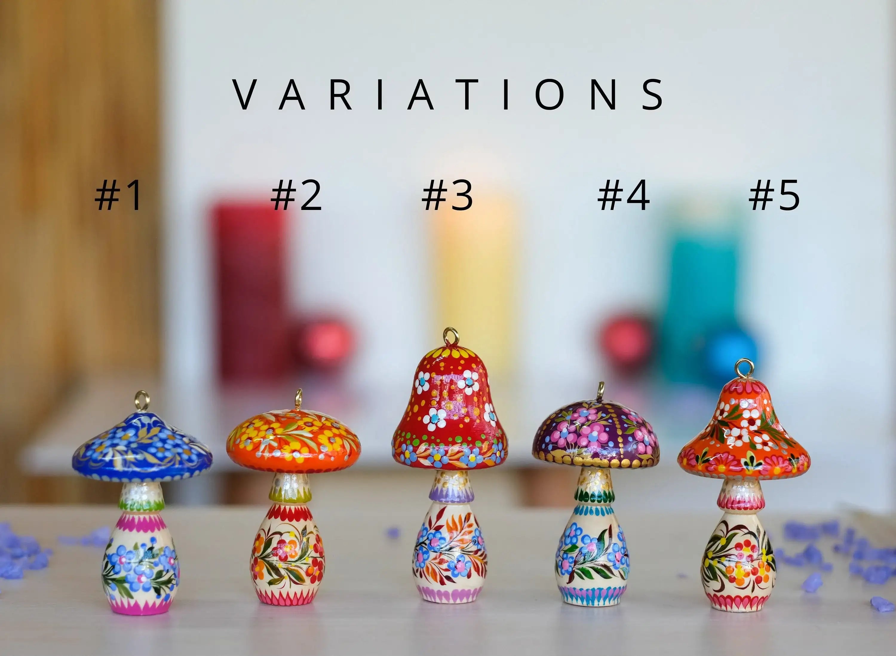 Painted Wooden Mushroom Christmas Ornament