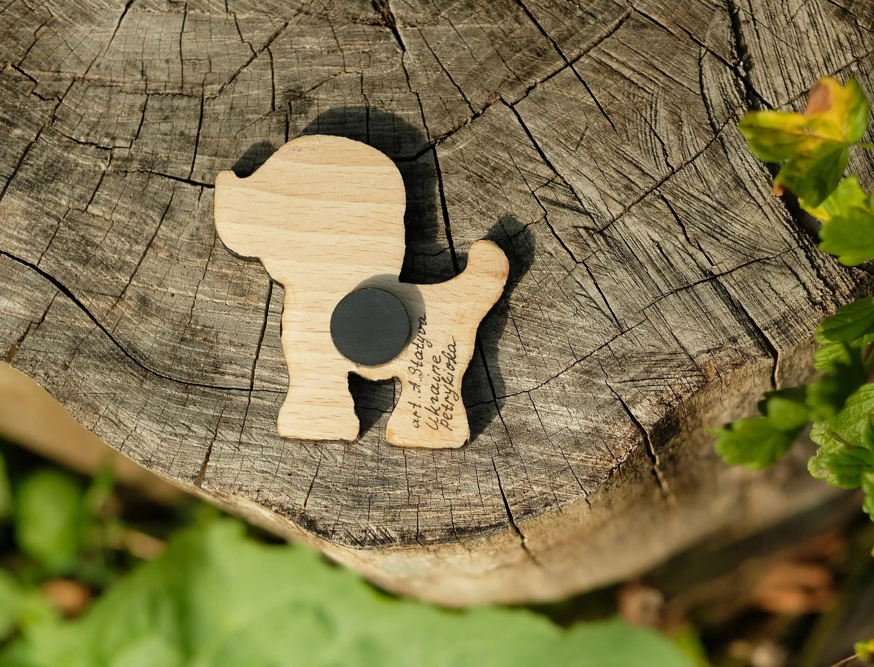 Painted Wooden Dog Fridge Magnet - Ukrainian Folk Art Locker magnet, Funny Animal Decorative Magnet