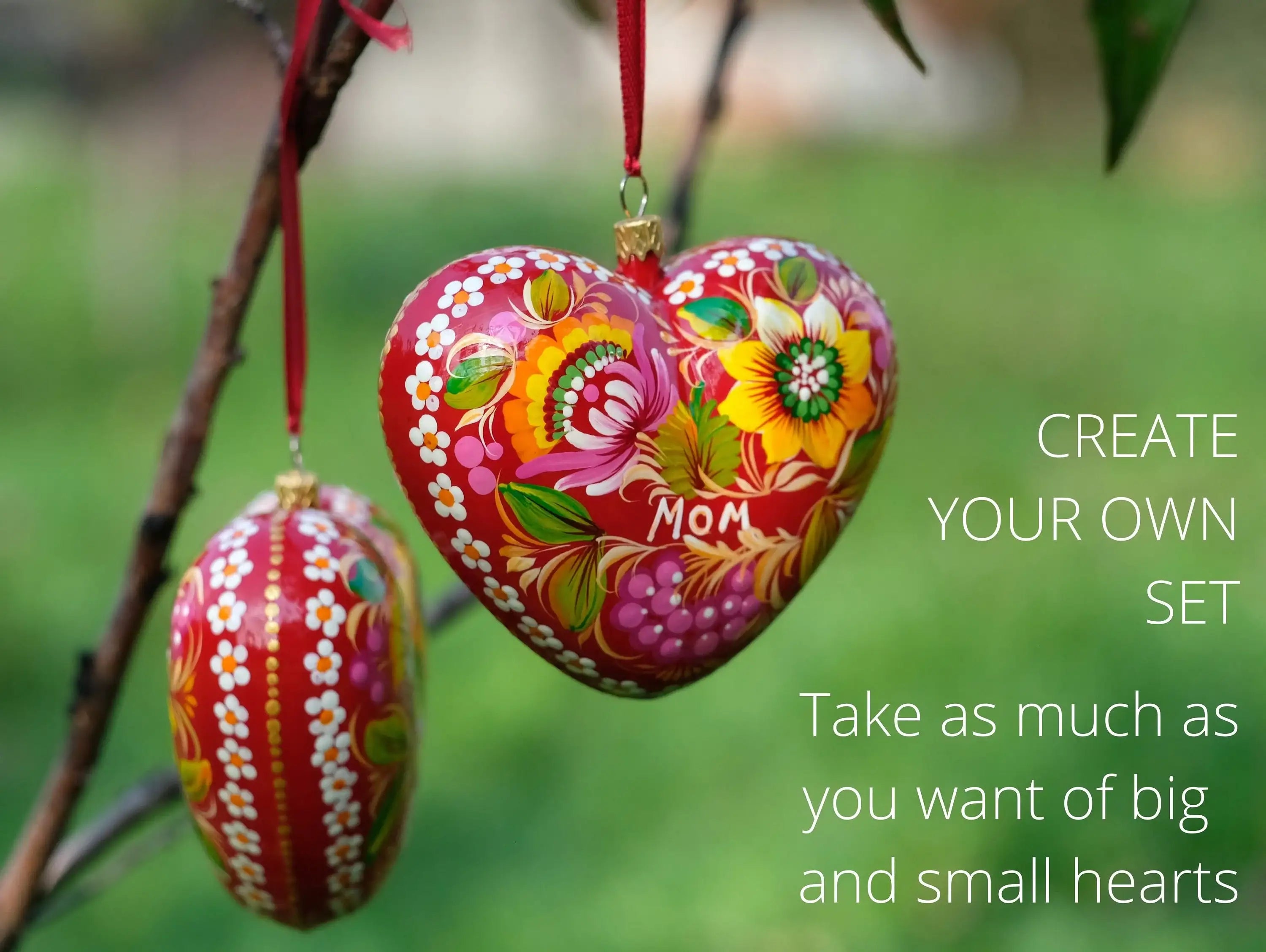 Personalized Heart Family Christmas Ornament Set: 1-20 Family Member Names