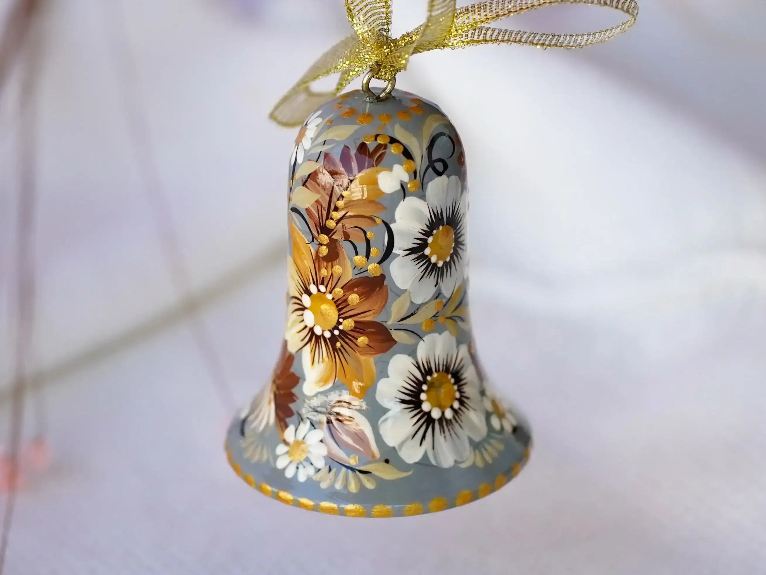 Hand-painted Wooden Bell Christmas Ornament