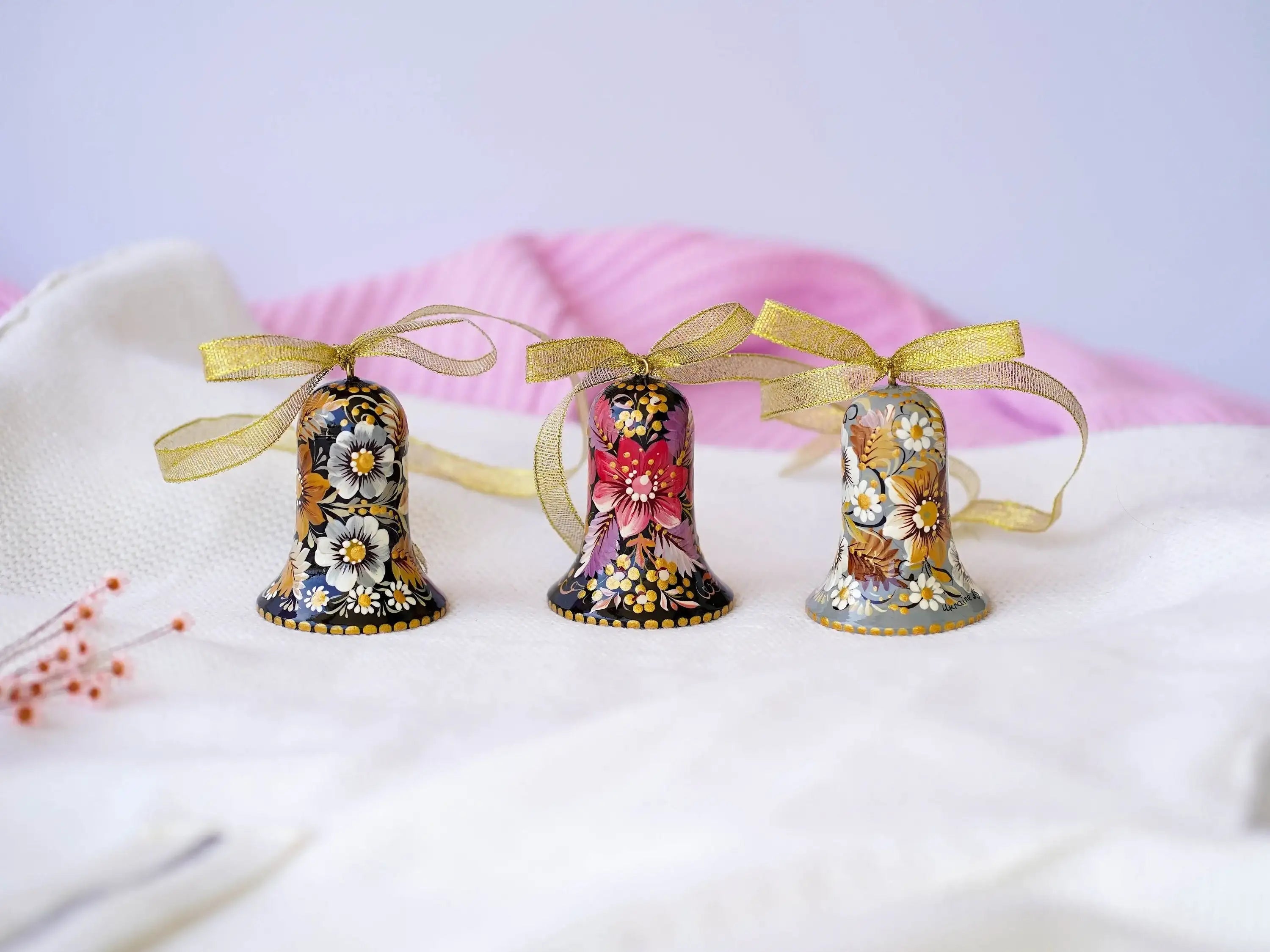 Painted Wooden Set of 3 Personalized Easter Bell Ornaments
