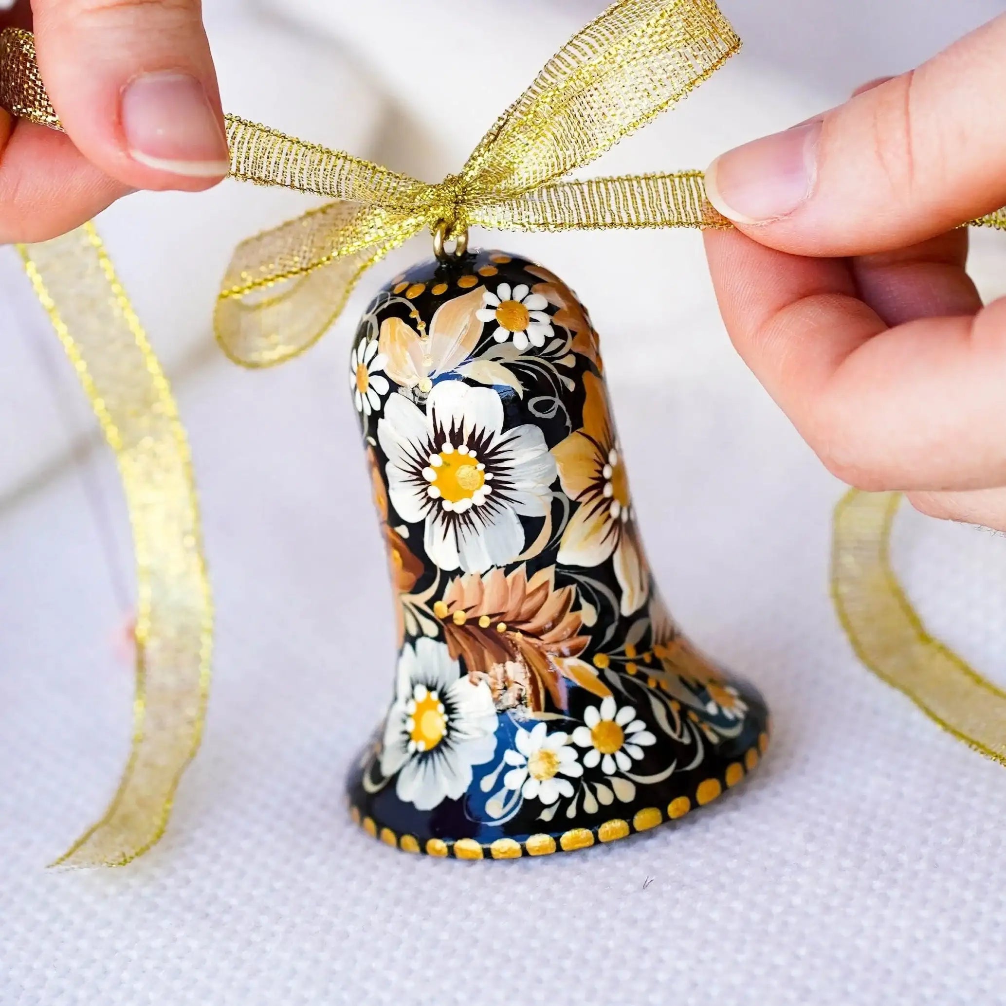 Hand-painted Wooden Bell Easter Ornament