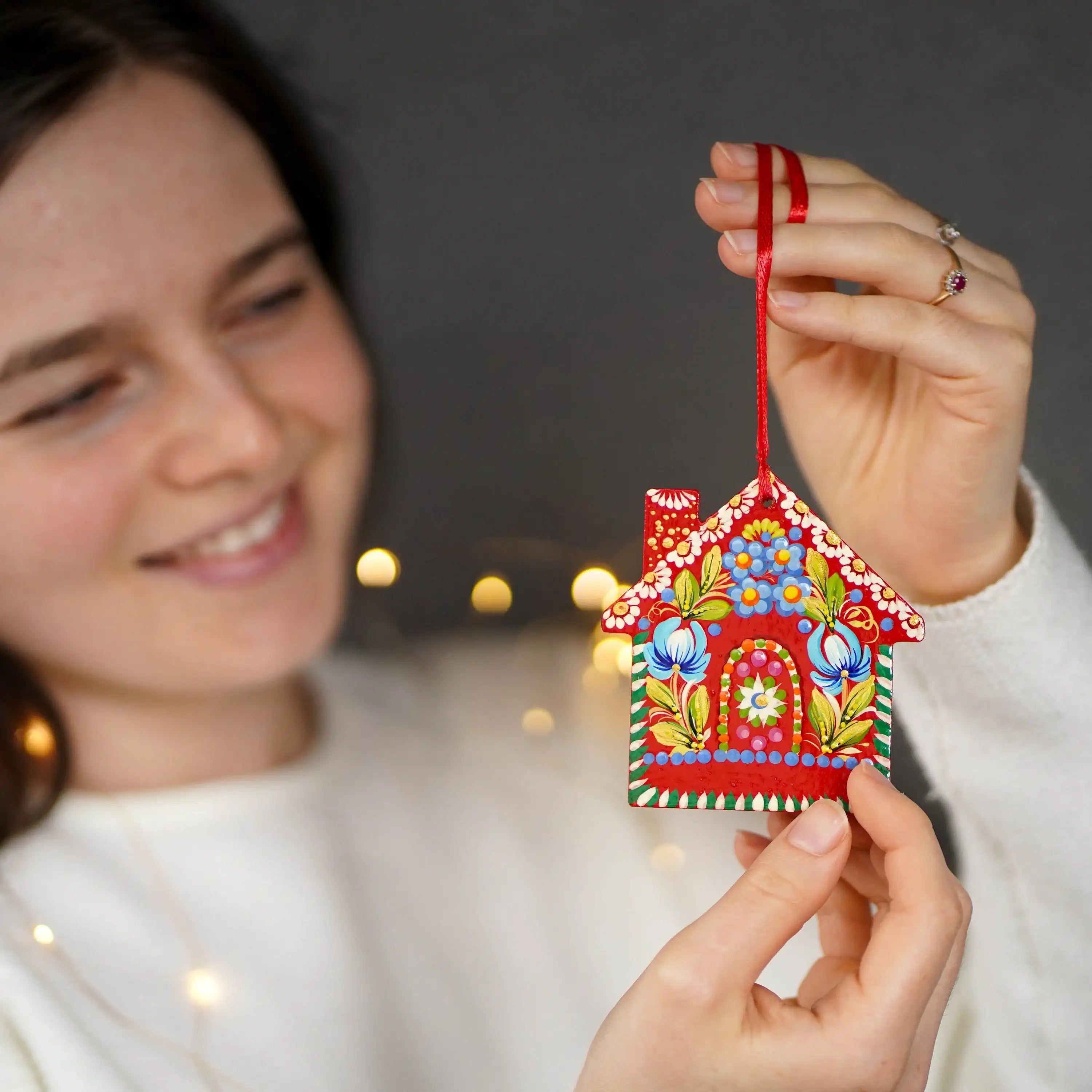 Personalized Painted Wooden Gingerbread House Ornament