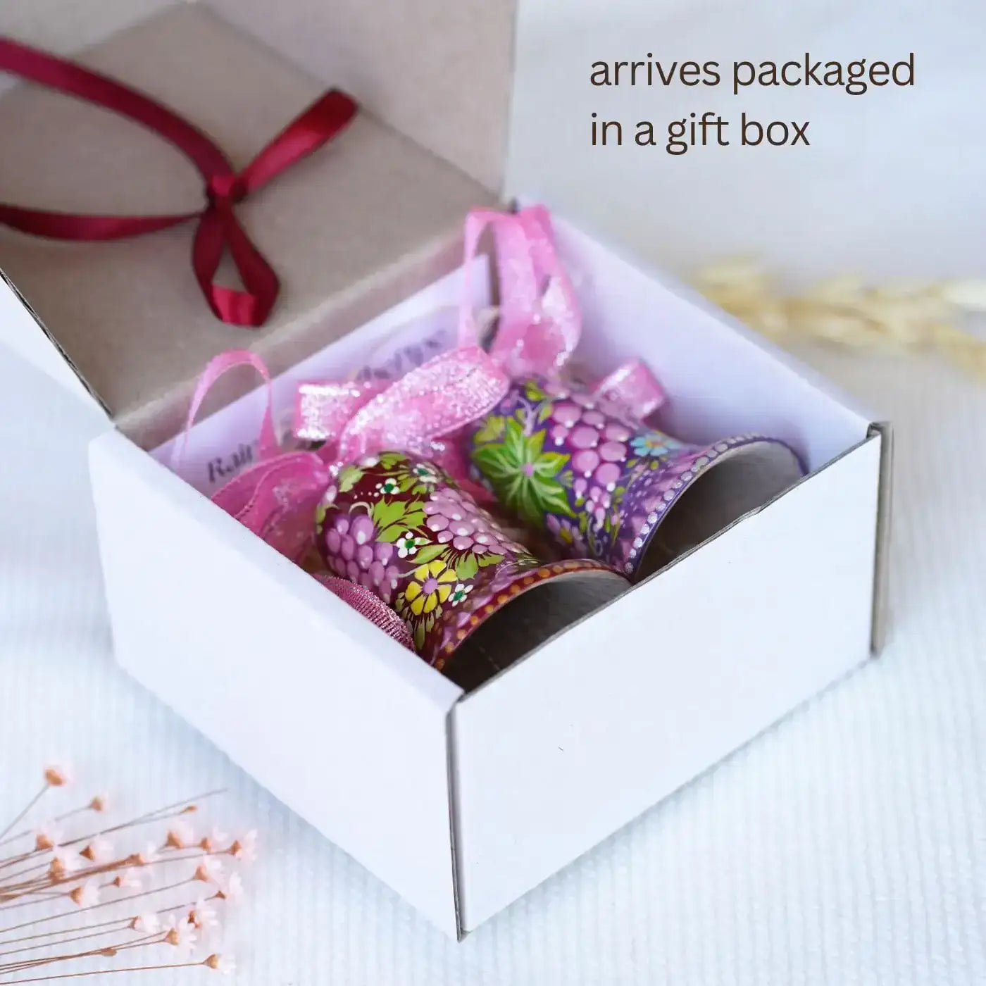 Set of 2 Painted Easter Bell Ornaments, Gift-wrapped