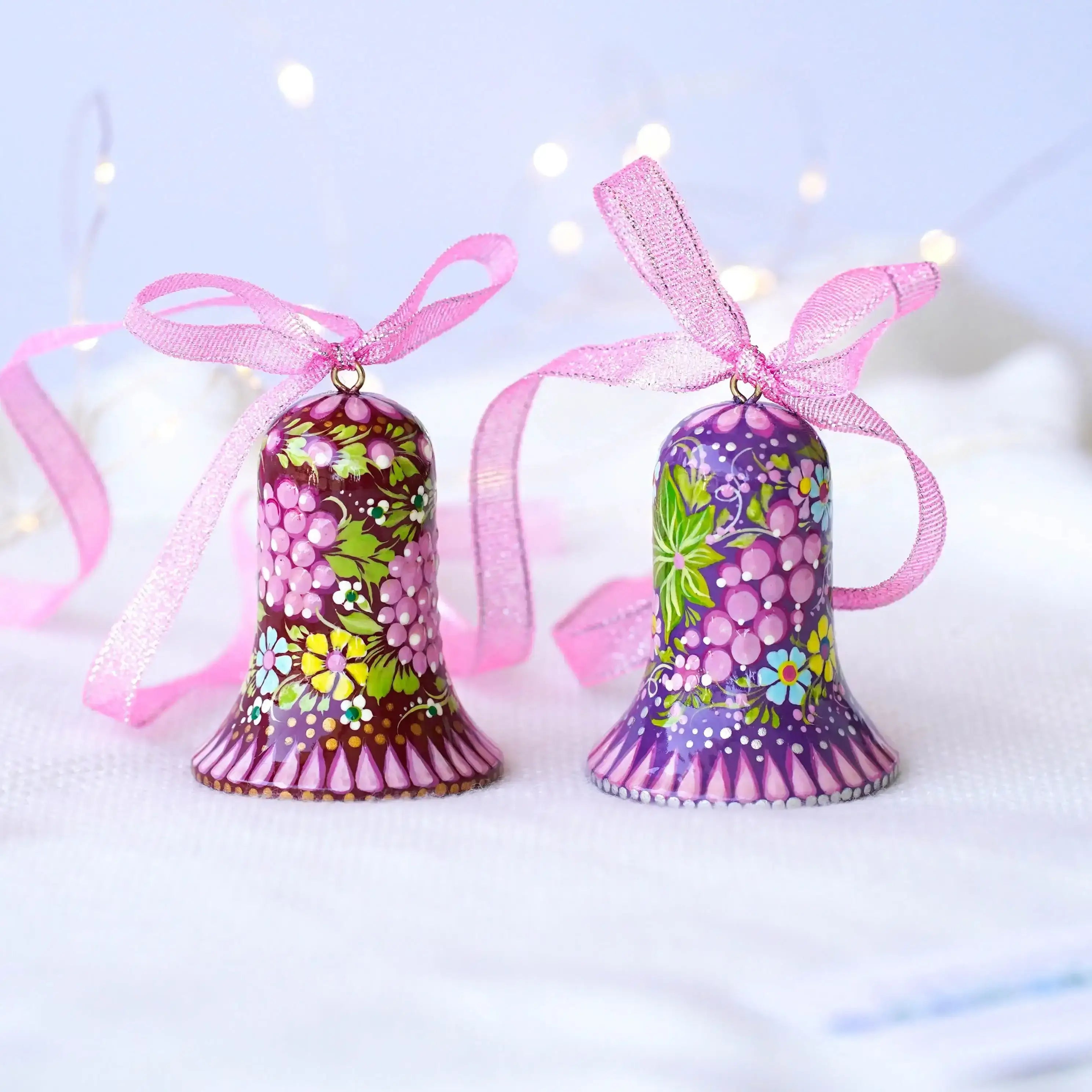 Set of 2 Painted Easter Bell Ornaments, Gift-wrapped