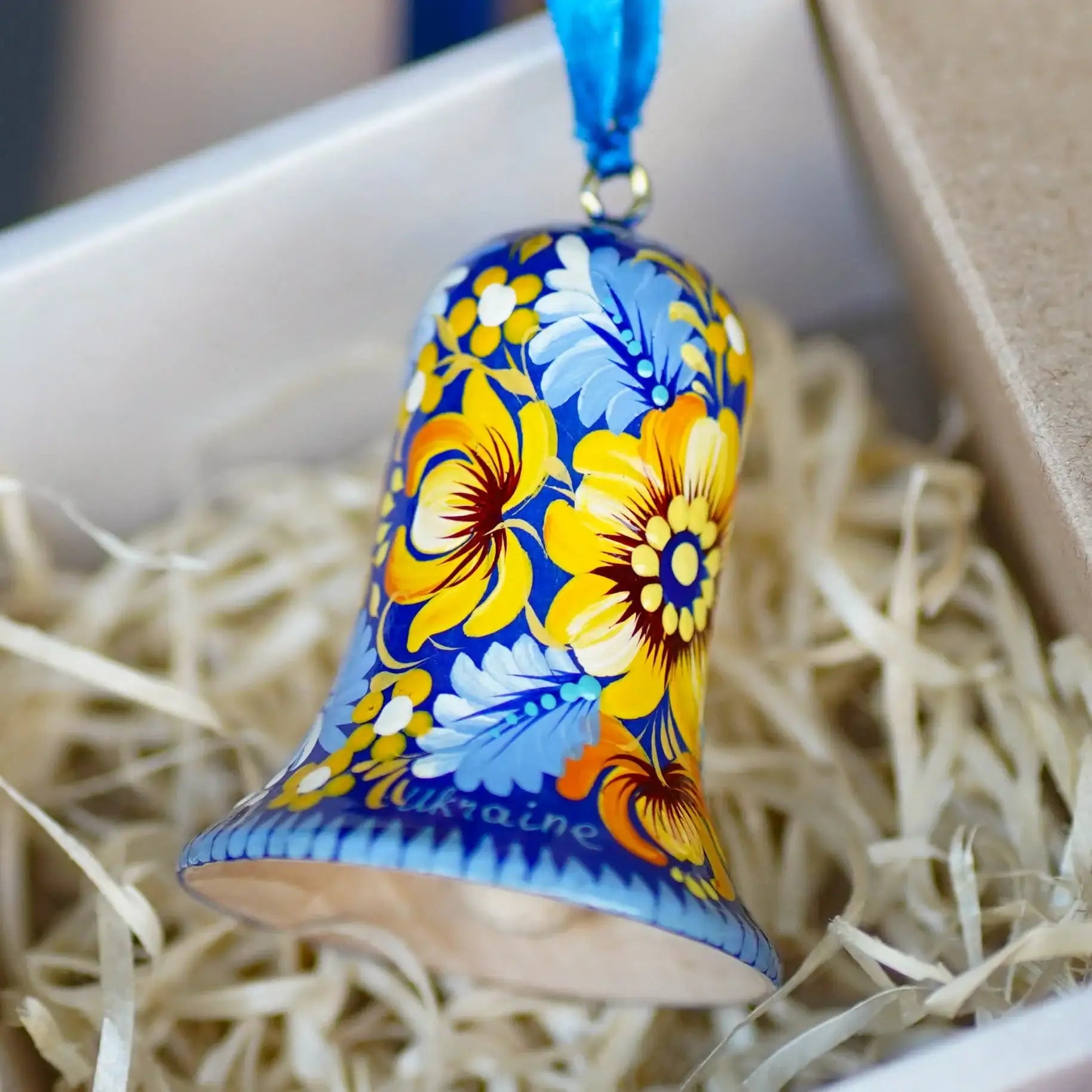 Hand-painted Ukrainian Christmas Bell Ornament