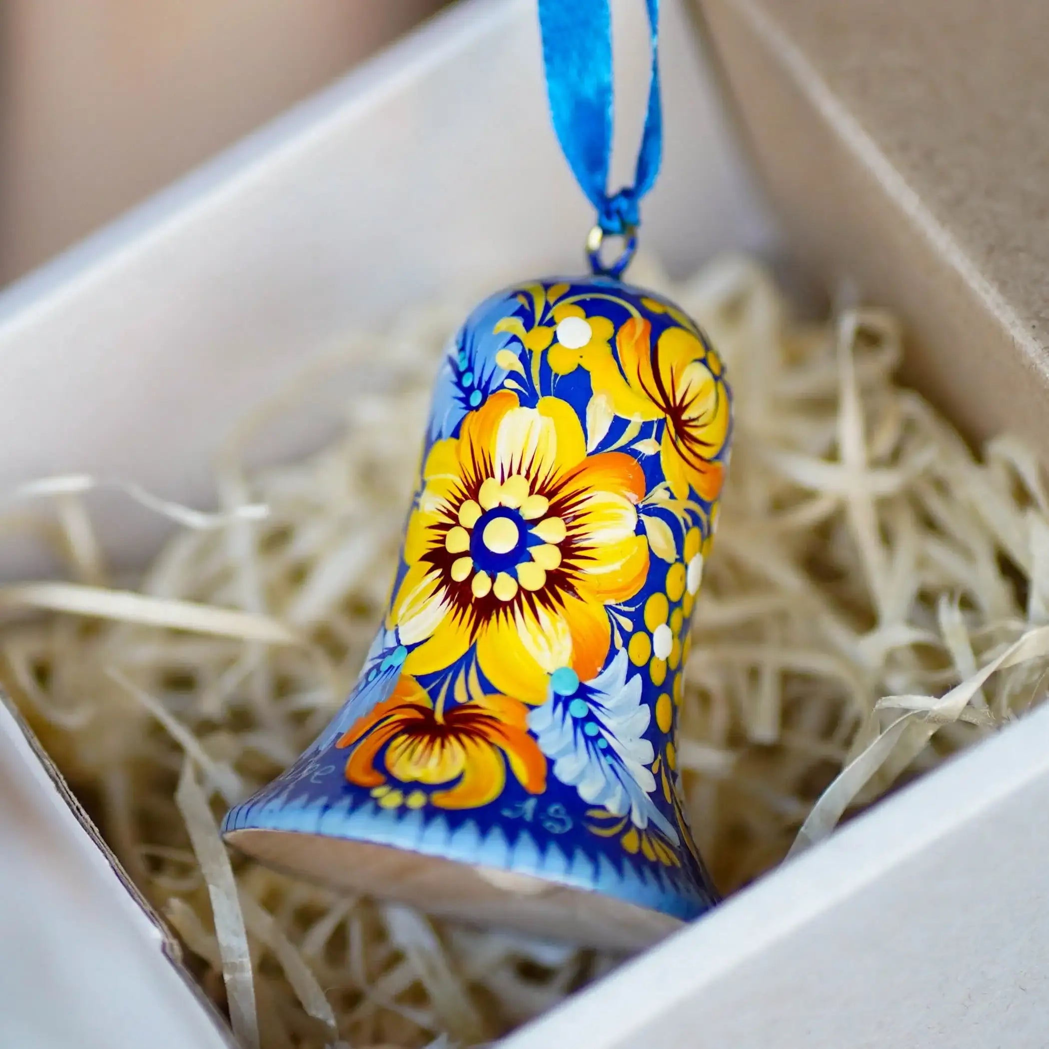 Hand-painted Ukrainian Christmas Bell Ornament