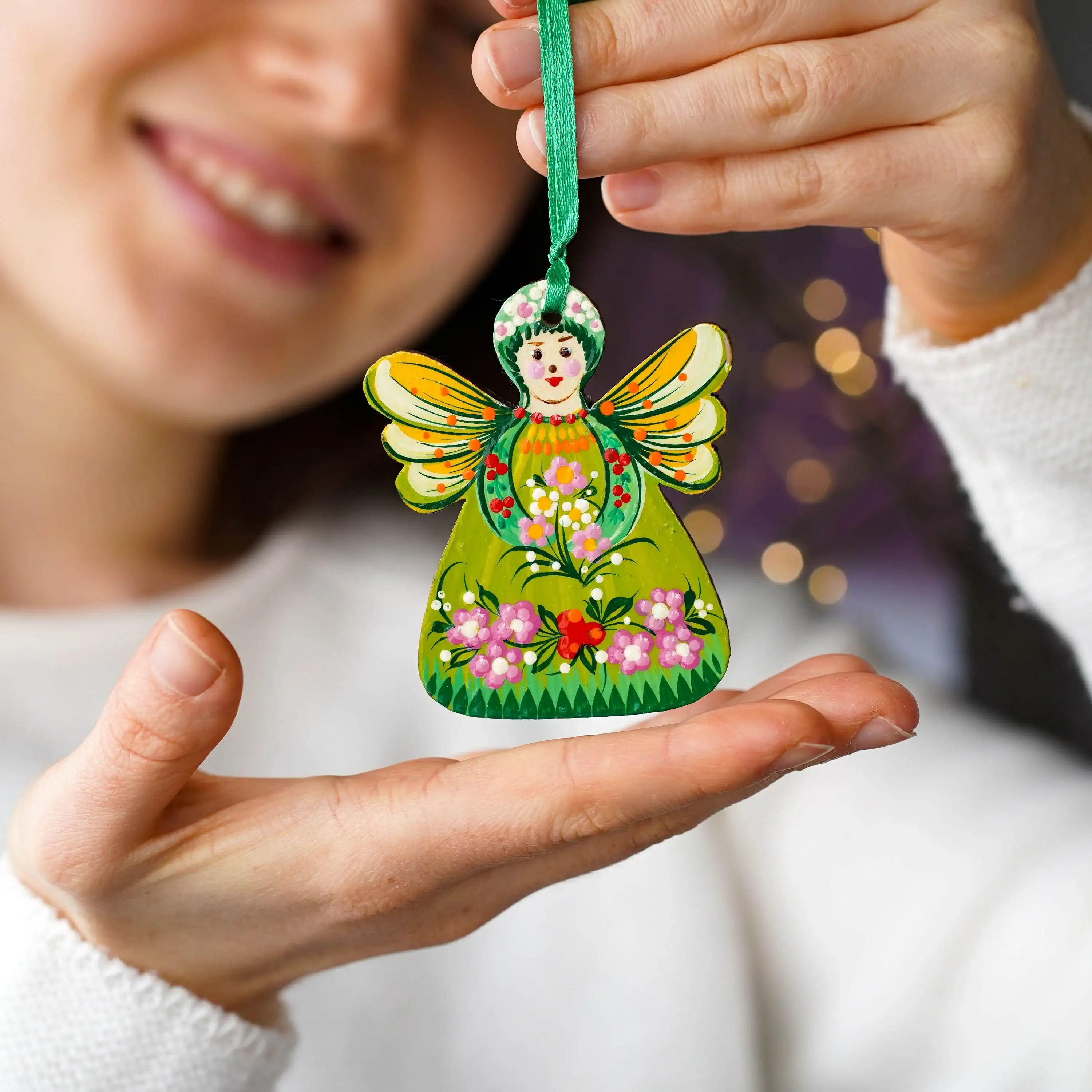 Hand-painted Wooden Christmas Fairy Ornament