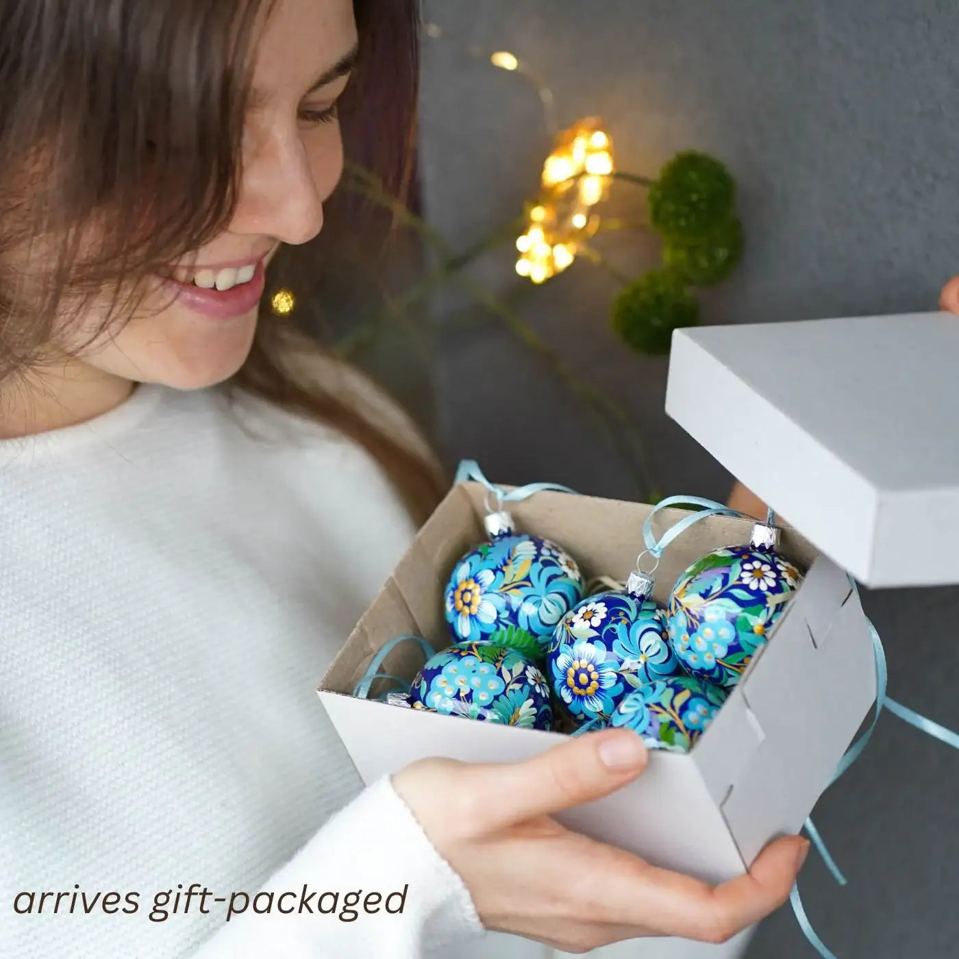 Set of 5 Painted Mini Christmas Ball Ornaments 2 in