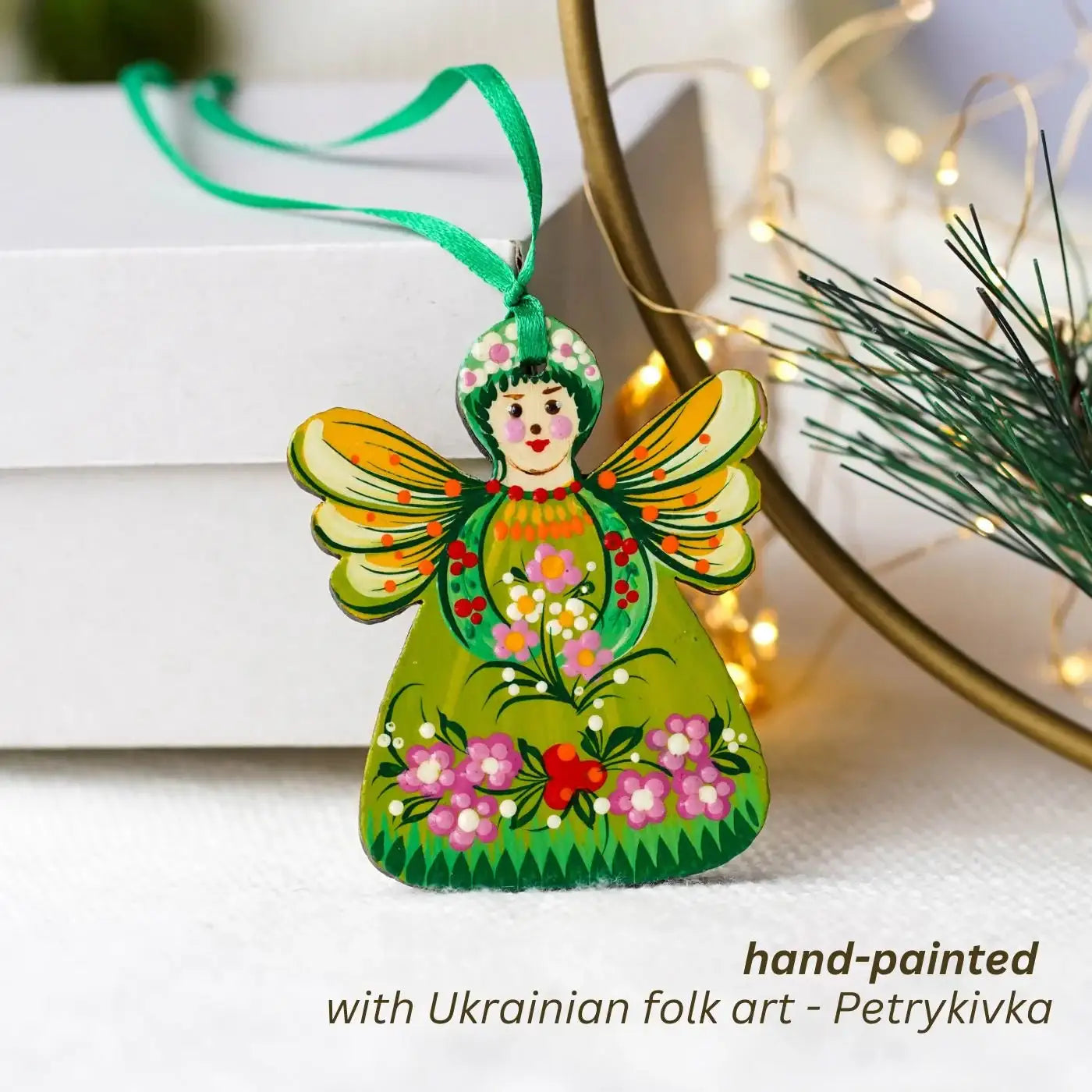Hand-painted Wooden Christmas Fairy Ornament