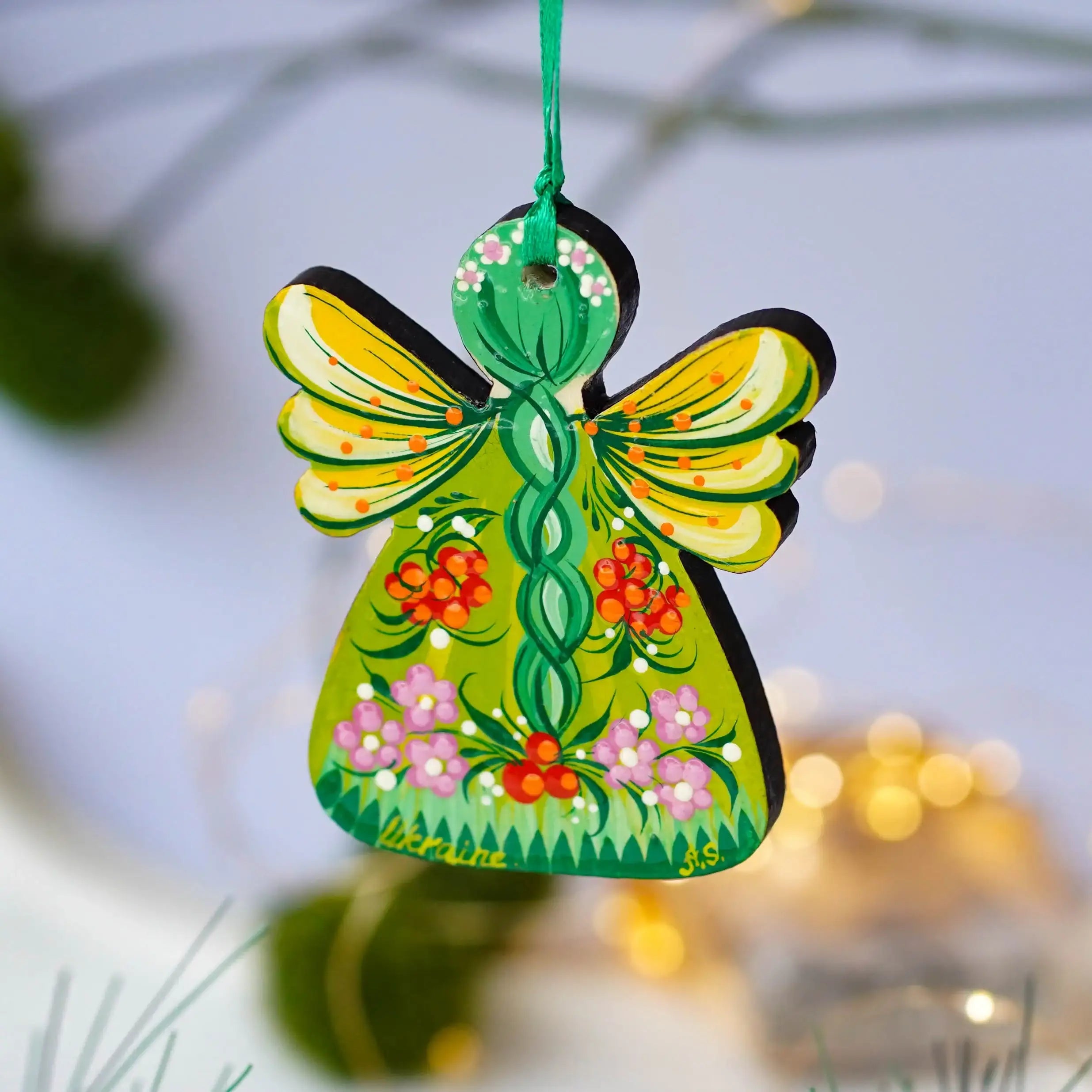 Hand-painted Wooden Christmas Fairy Ornament