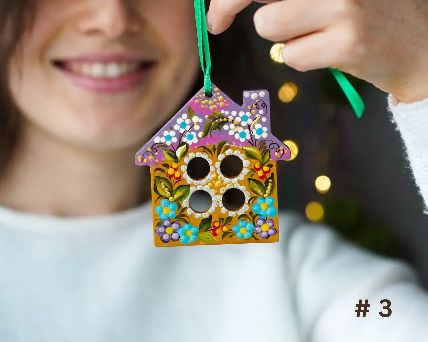 Gingerbread House Painted Wooden Christmas Ornament