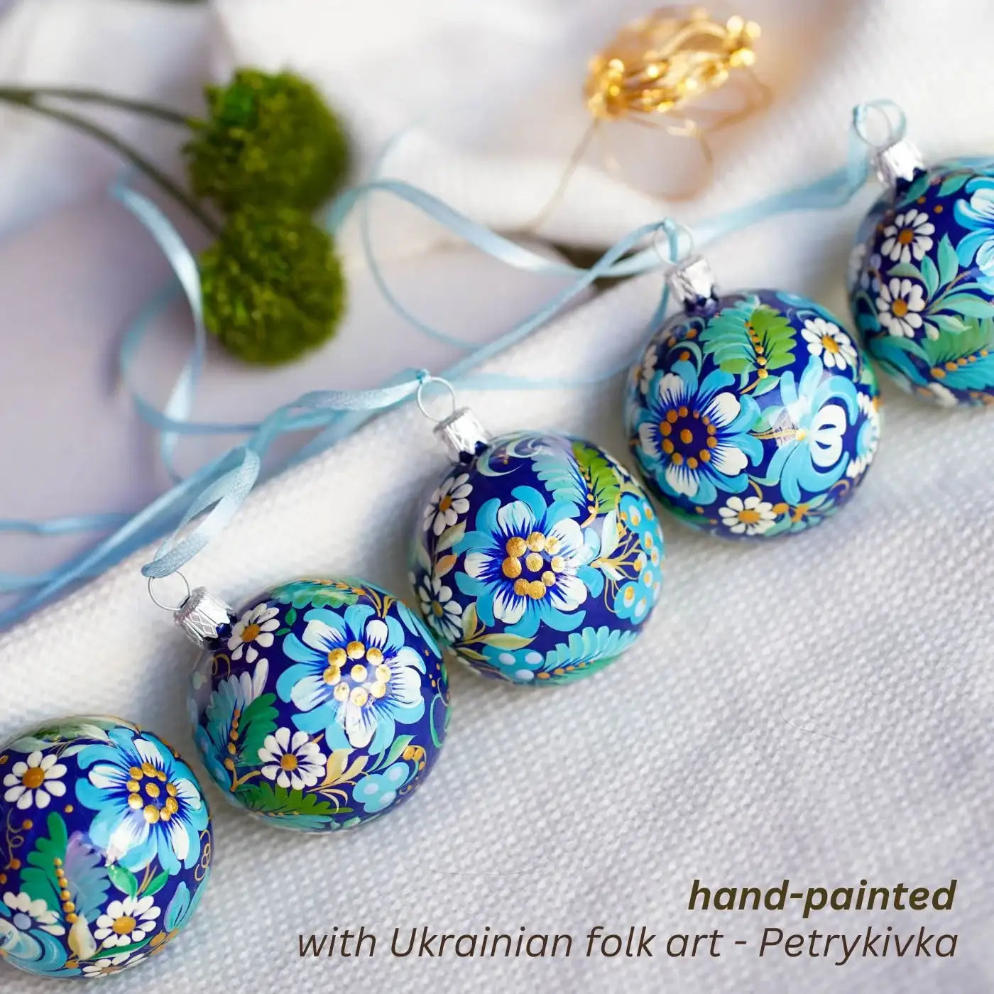 Set of 5 Painted Mini Christmas Ball Ornaments 2 in