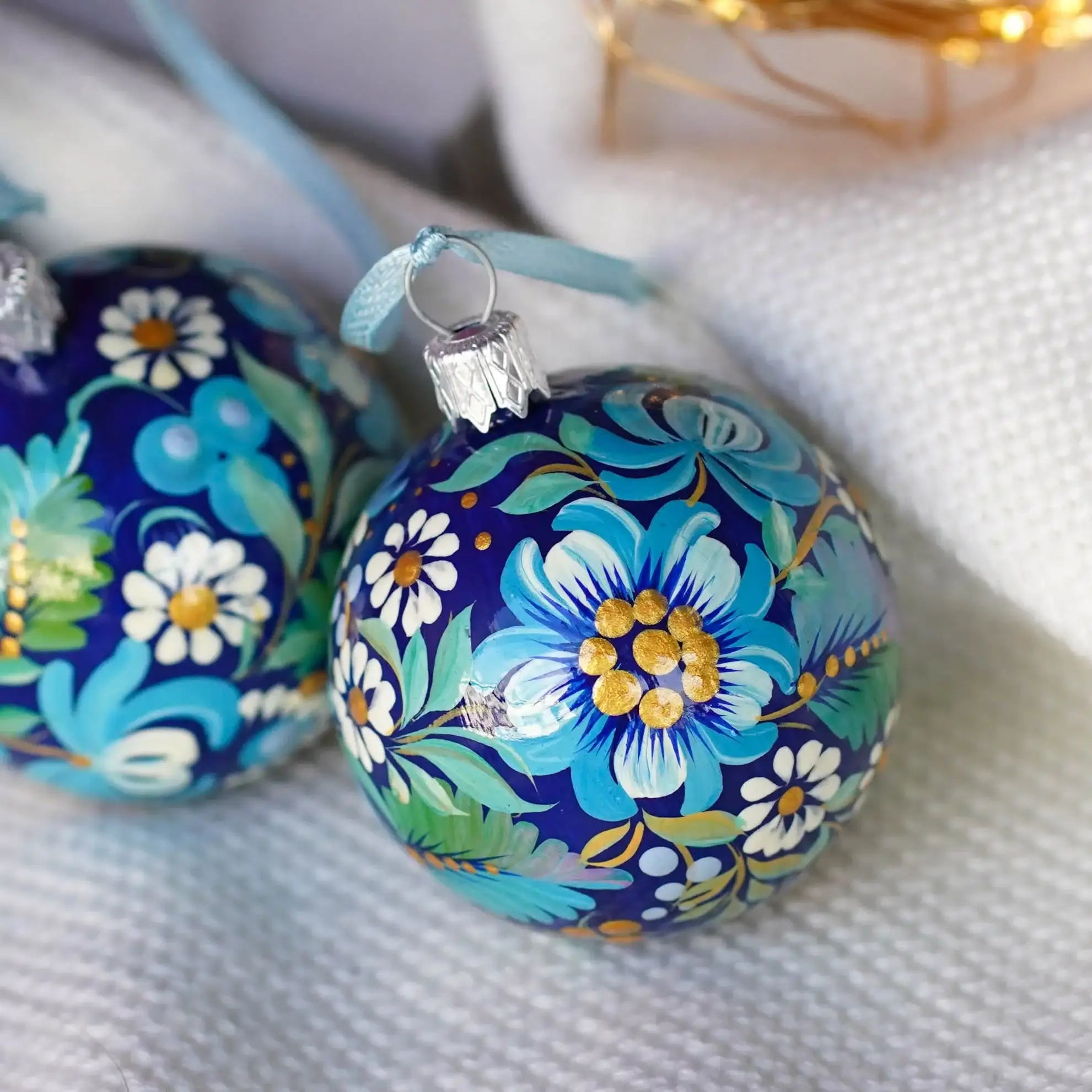 Set of 5 Painted Mini Christmas Ball Ornaments 2 in