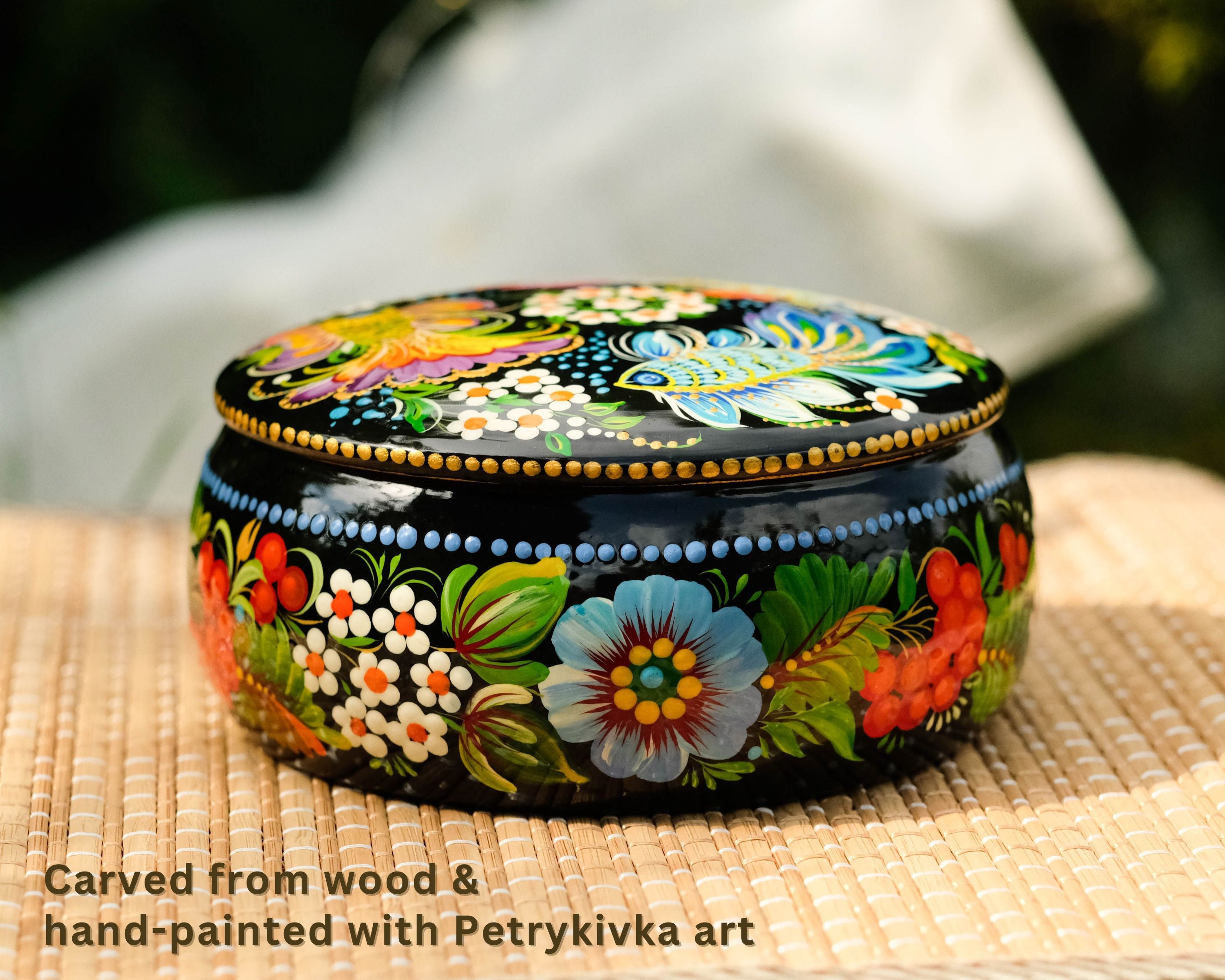 Hand painted wood jewelry/ on sale trinket box