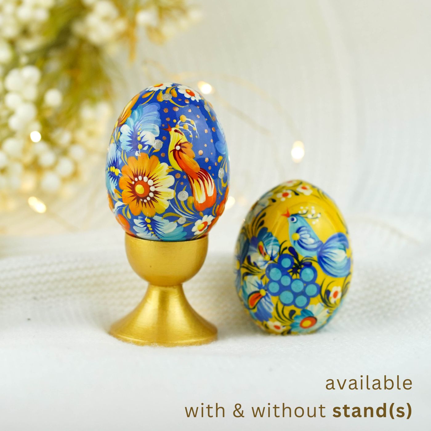 Painted wooden Ukrainian bird Easter egg