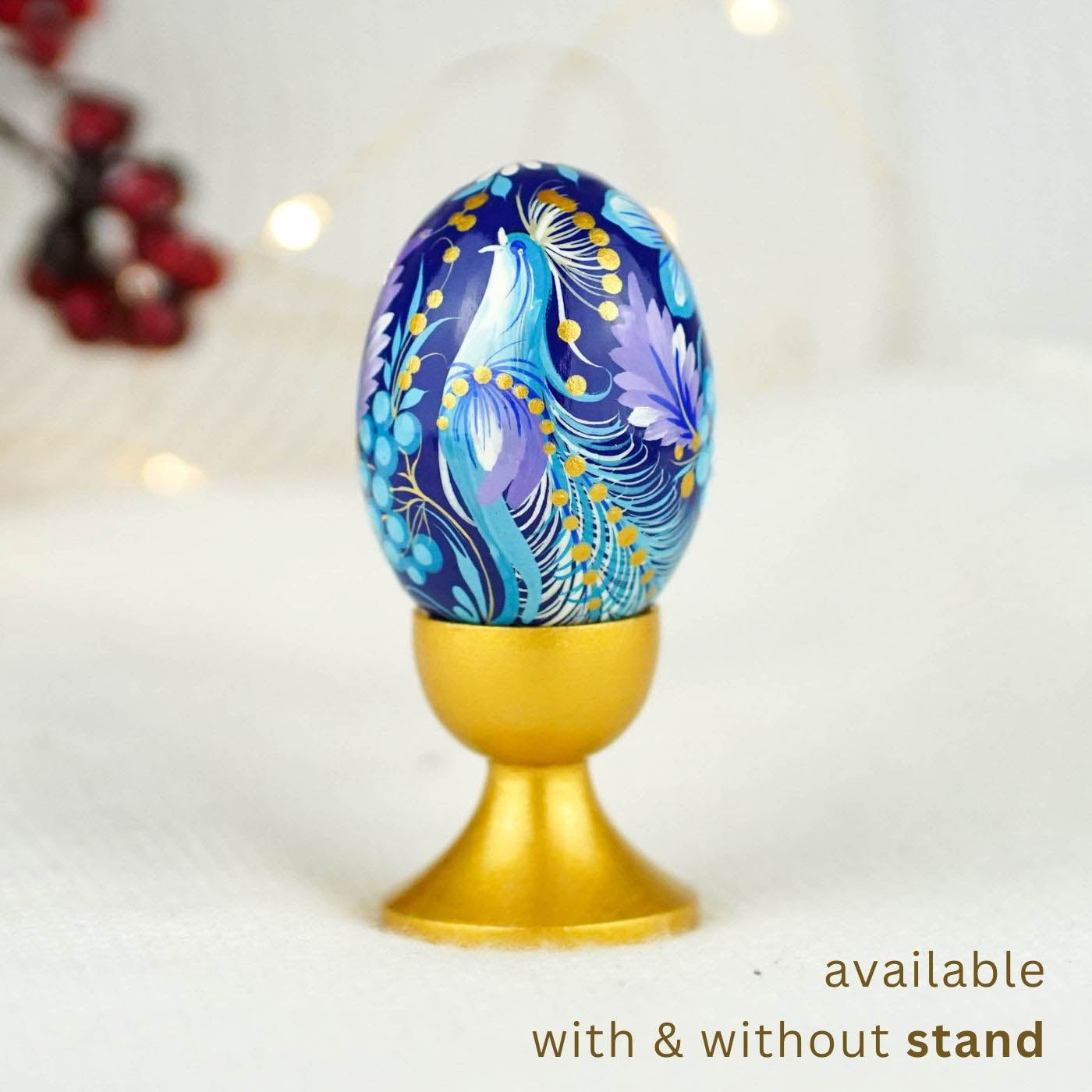 Hand-painted wooden Blue bird Easter egg