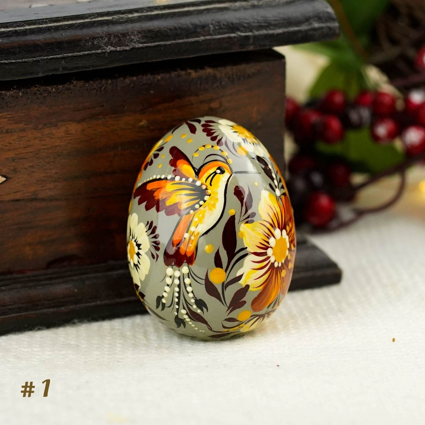 Painted Hummingbird Easter egg - Handmade bird Easter decoration