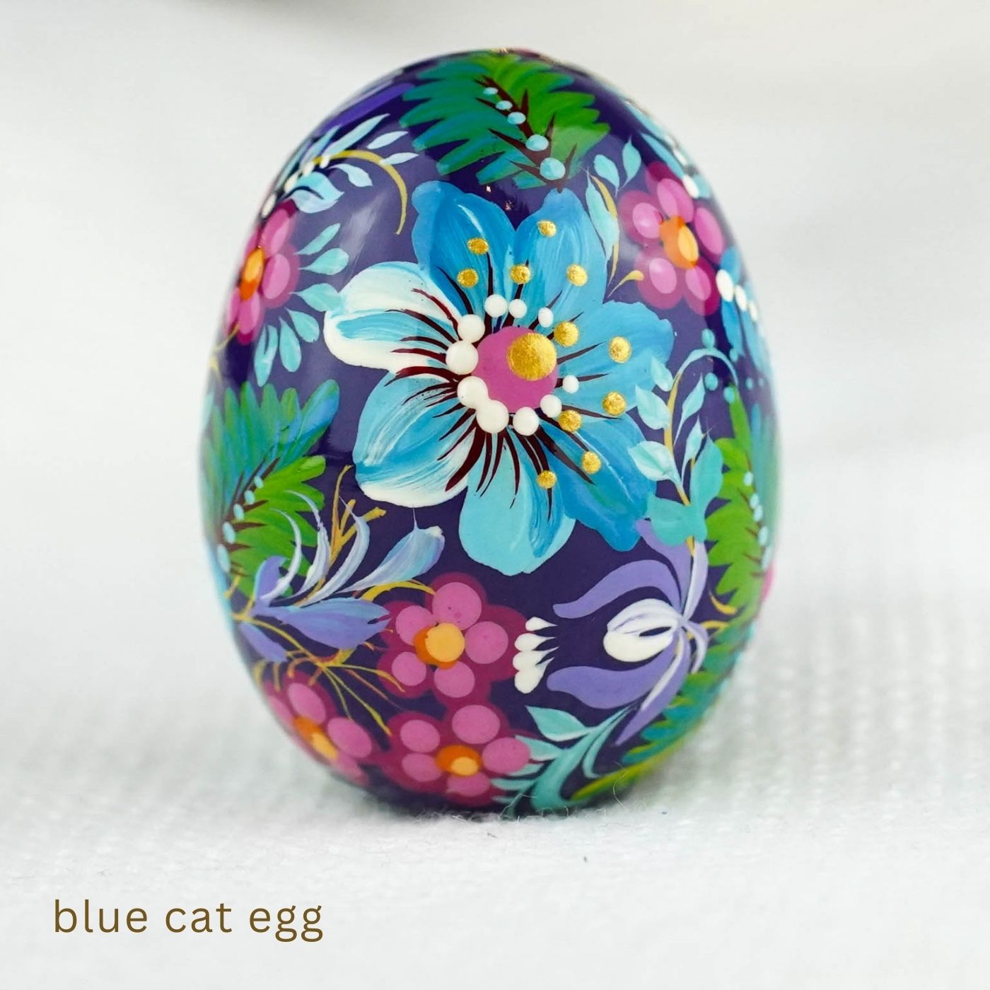 Painted Wooden Cat Easter Egg - Personalized Easter Ornament