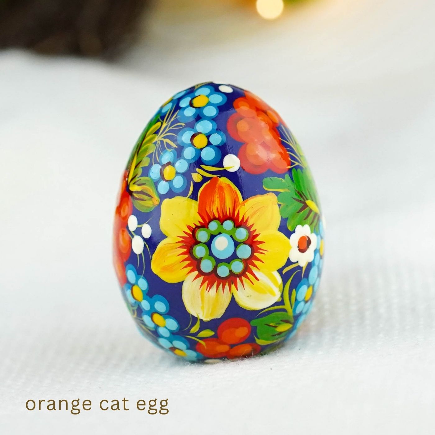 Painted Wooden Cat Easter Egg - Personalized Easter Ornament