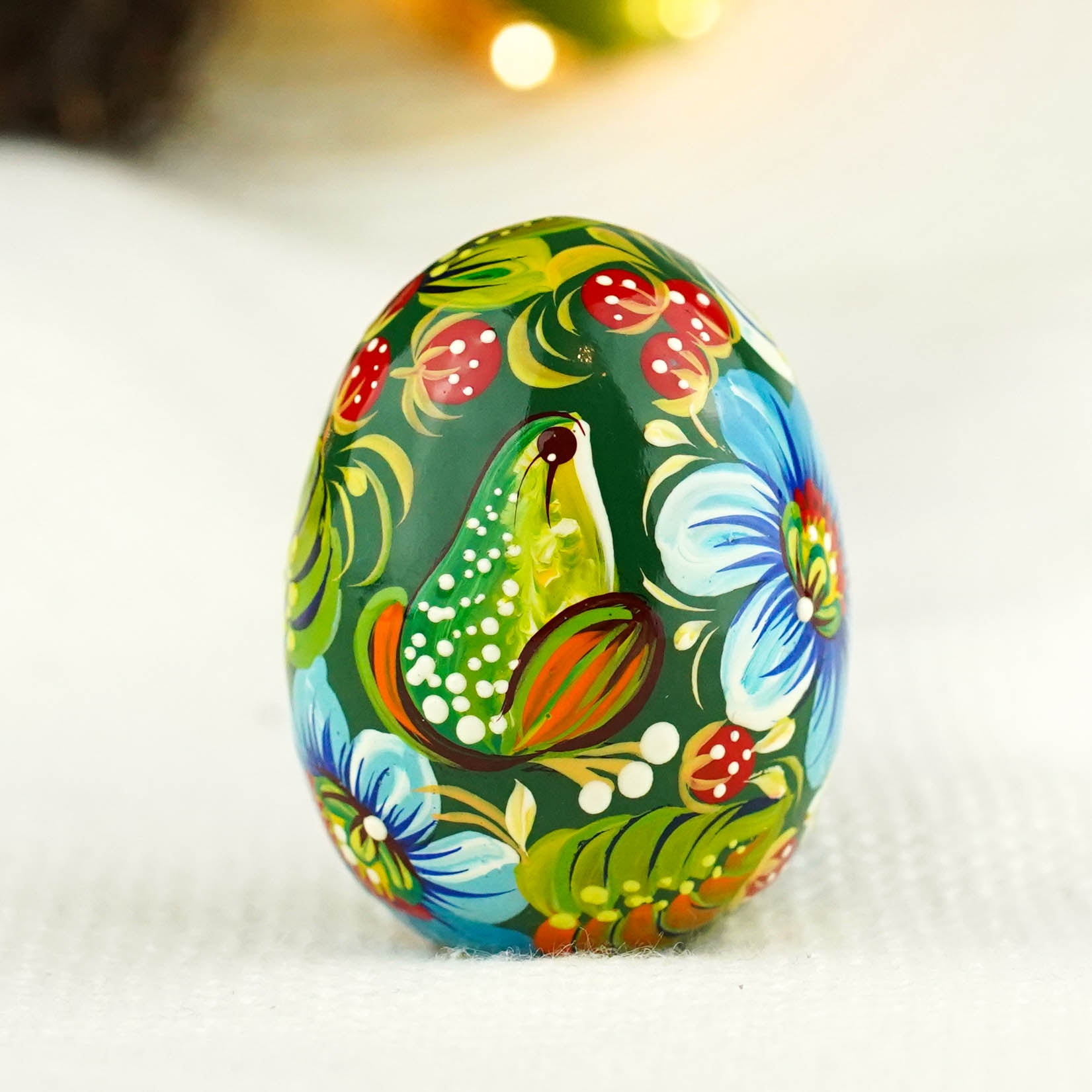 Wooden Frog Easter egg - Hand-painted Easter egg decoration