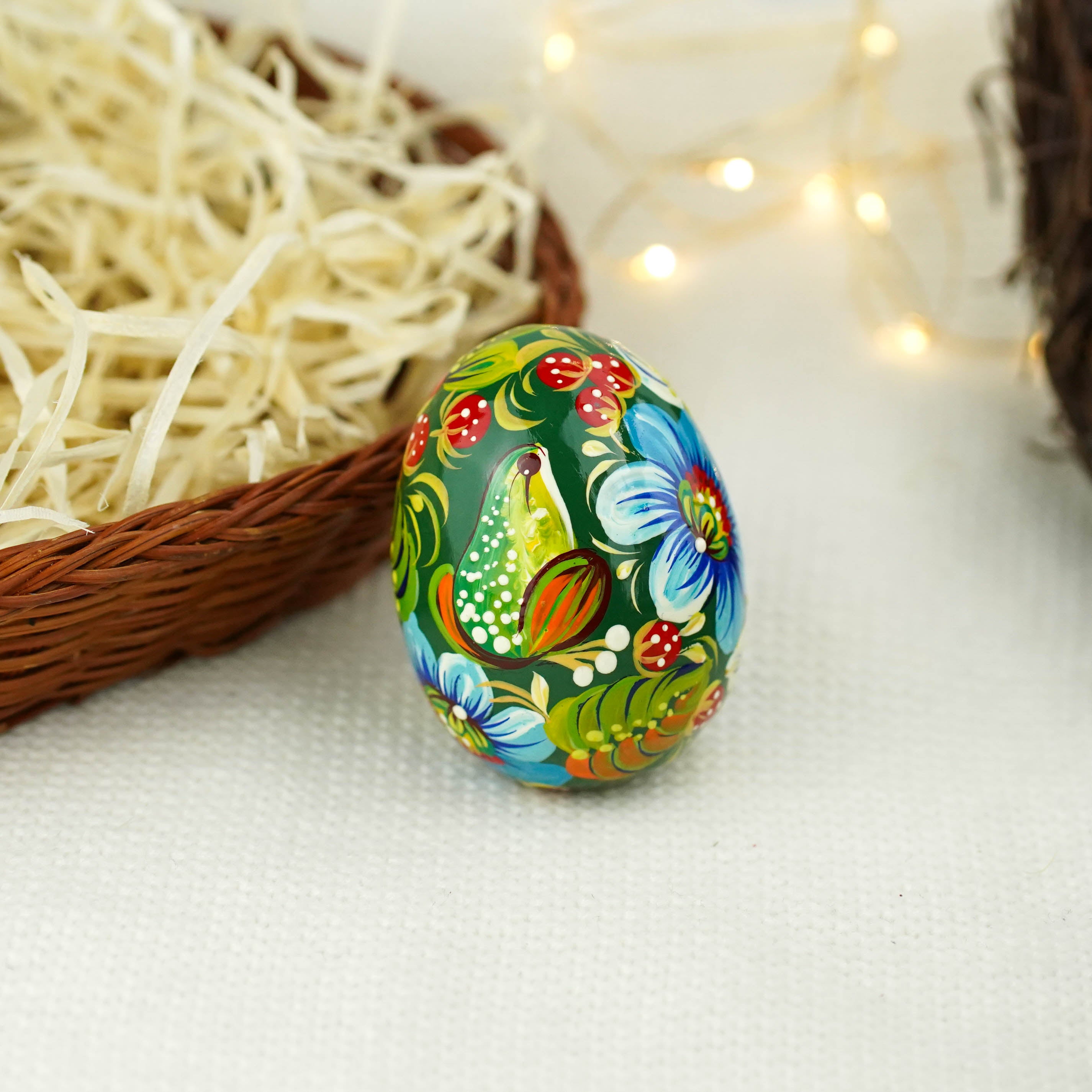 Wooden Frog Easter egg - Hand-painted Easter egg decoration