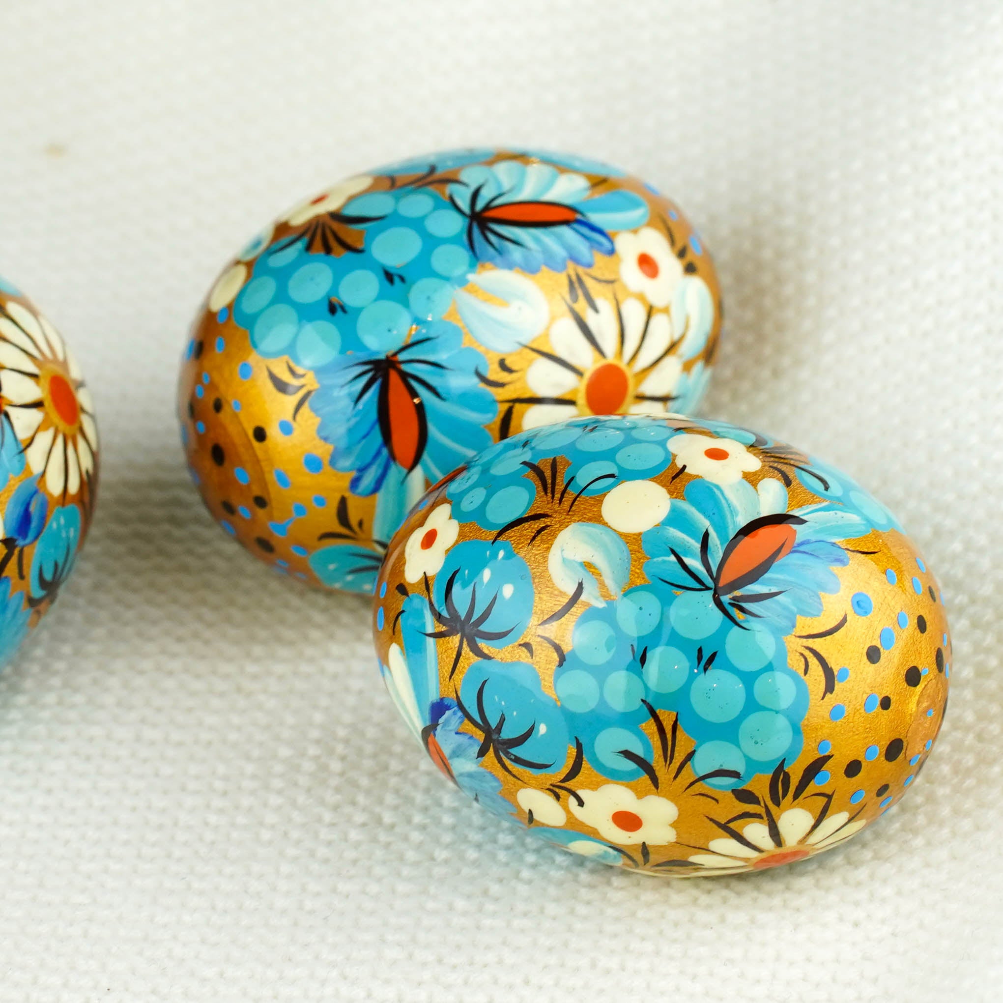 Hand-painted wooden Easter egg - Blue flower Petrykivka egg