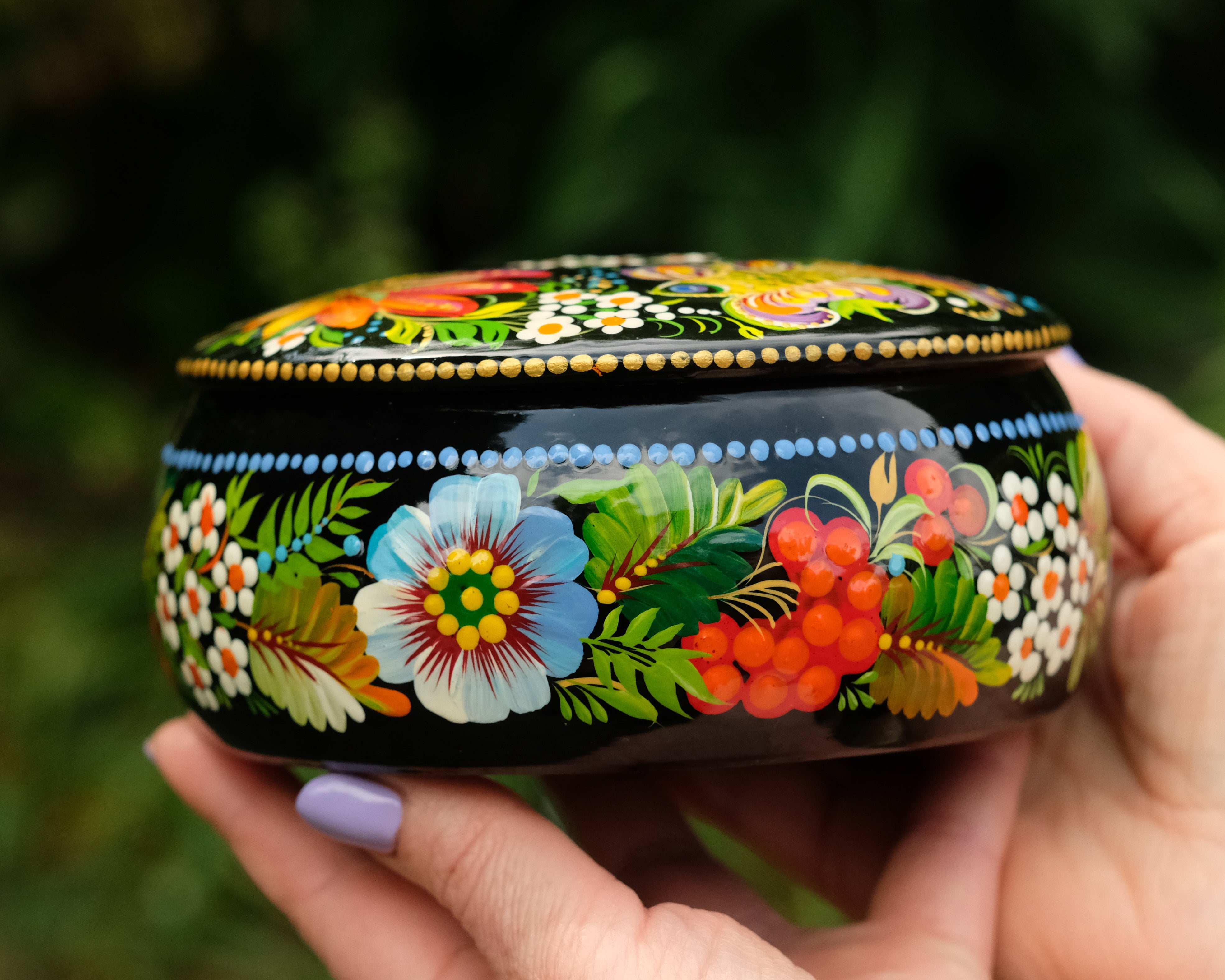 Hand painted wood jewelry/ on sale trinket box