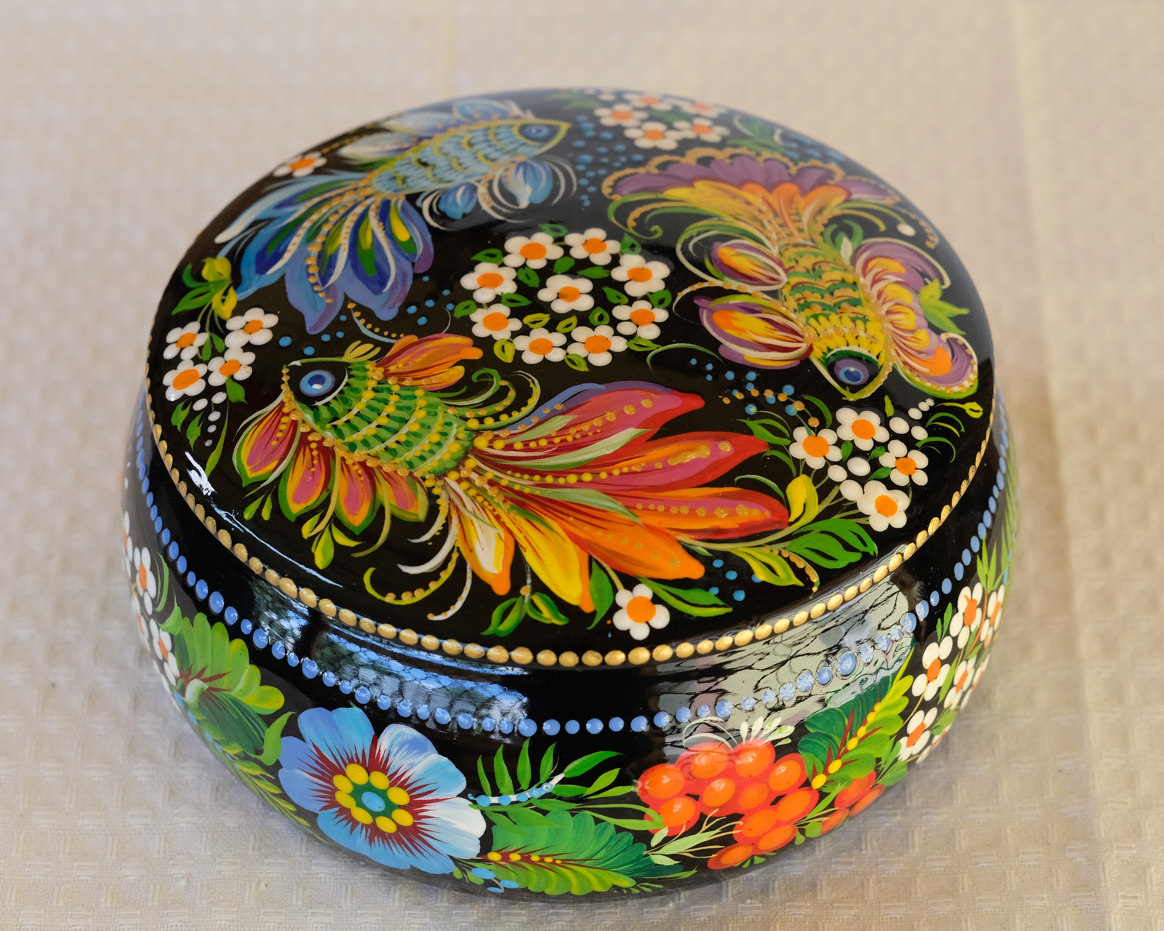 Hand painted wood jewelry/ on sale trinket box