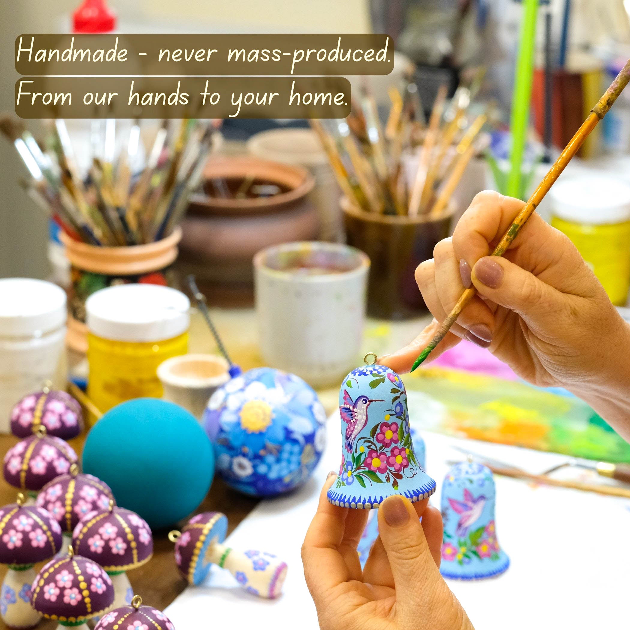 Personalized Hand-painted Wooden Butterfly Christmas Ornament with Petrykivka Art