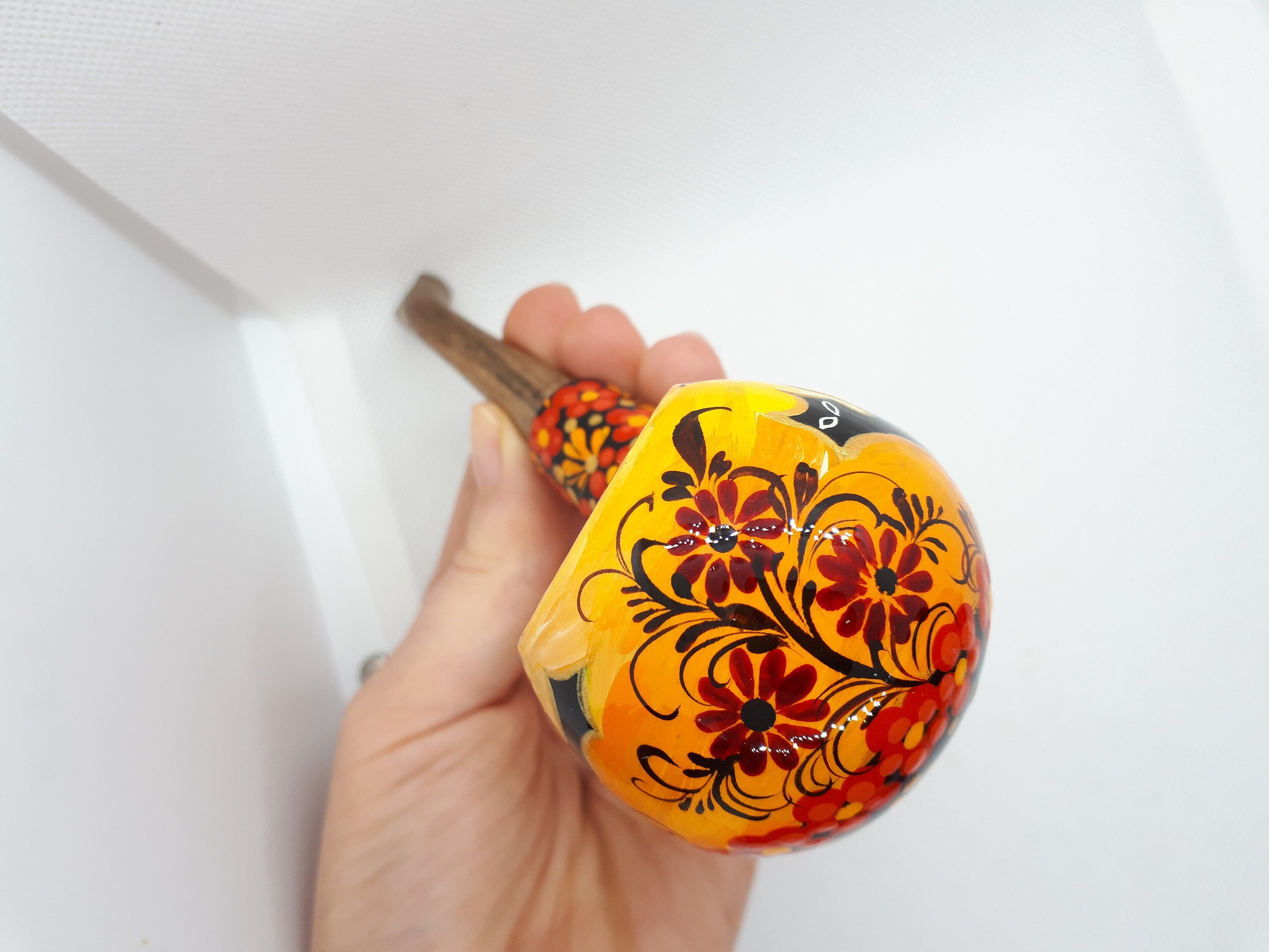 Painted Halloween smoking pipe - Wooden flying bat & Black cat tobacco pipe made in Ukraine