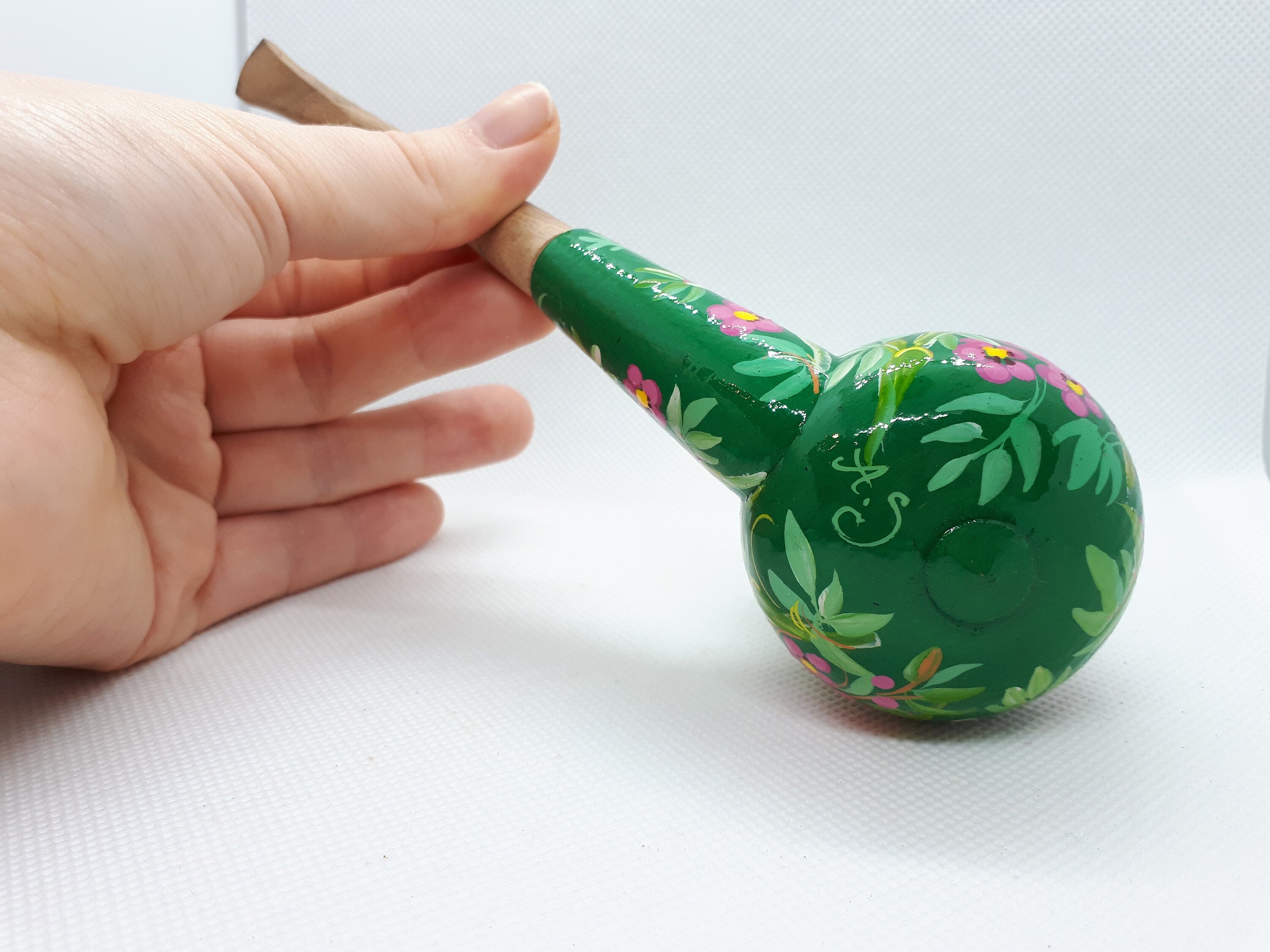 Painted Wooden Smoking Pipe - Panda in Tropics Tobacco Pipe Handmade in Ukraine