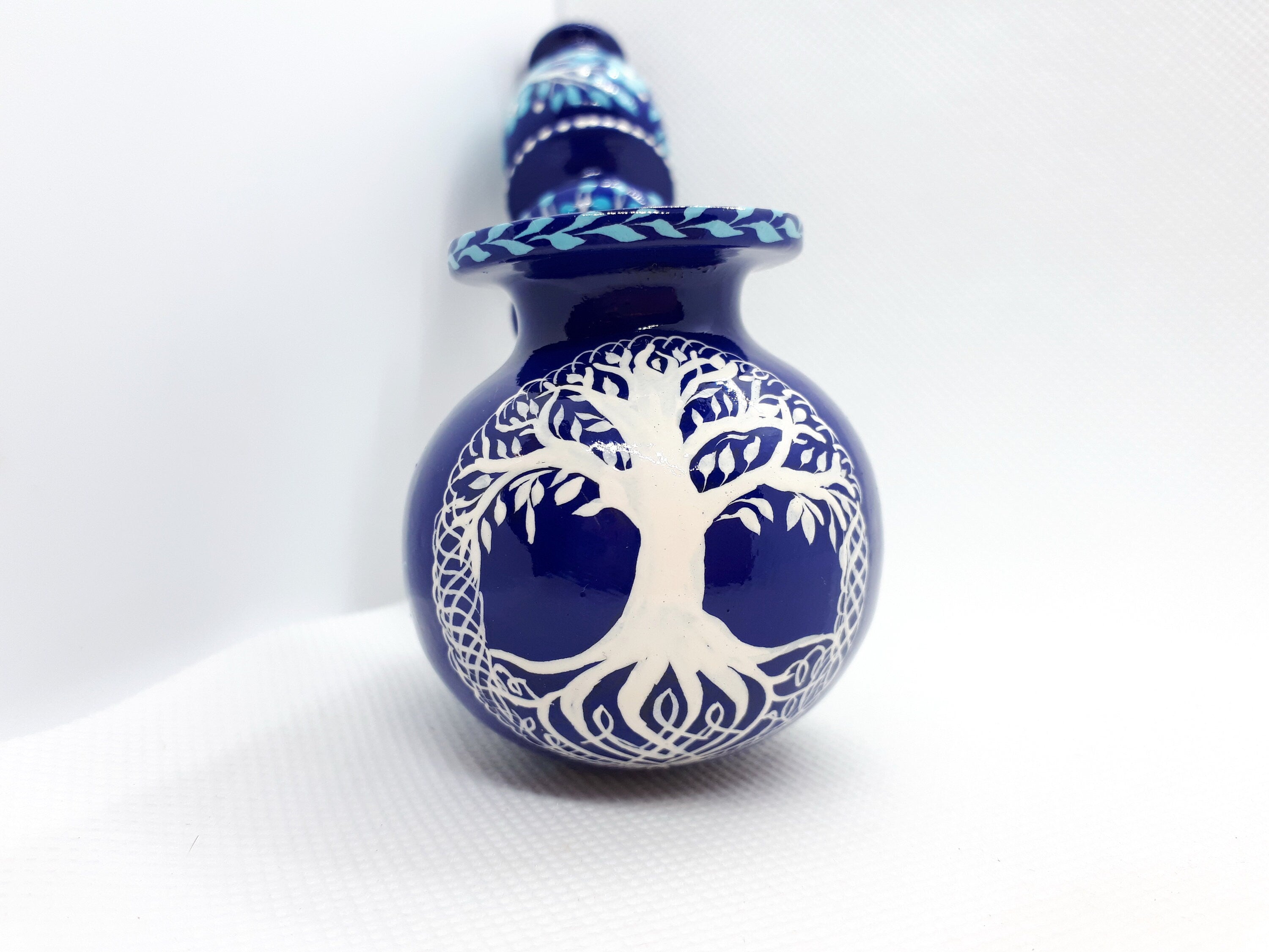 Wooden Smoking Pipe with Painted Tree of Life - Celtic Tobacco Pipe