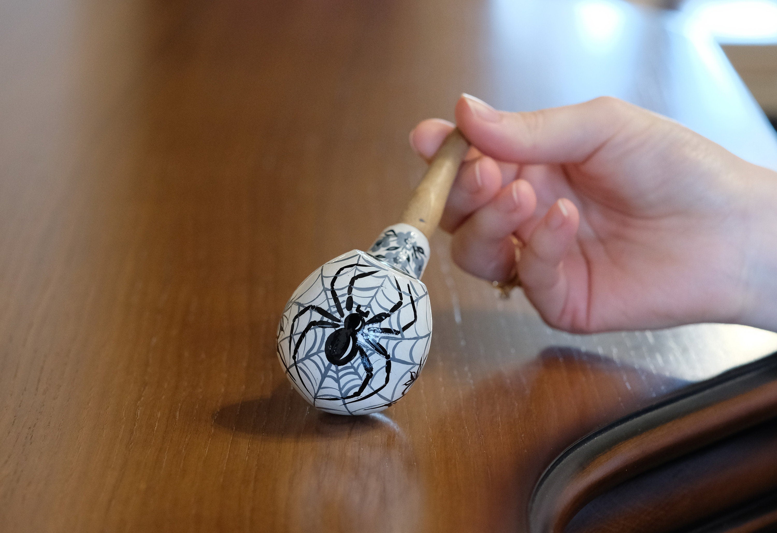 Painted Wooden Smoking Pipe - Personalized Spider Tobacco Pipe Made in Ukraine