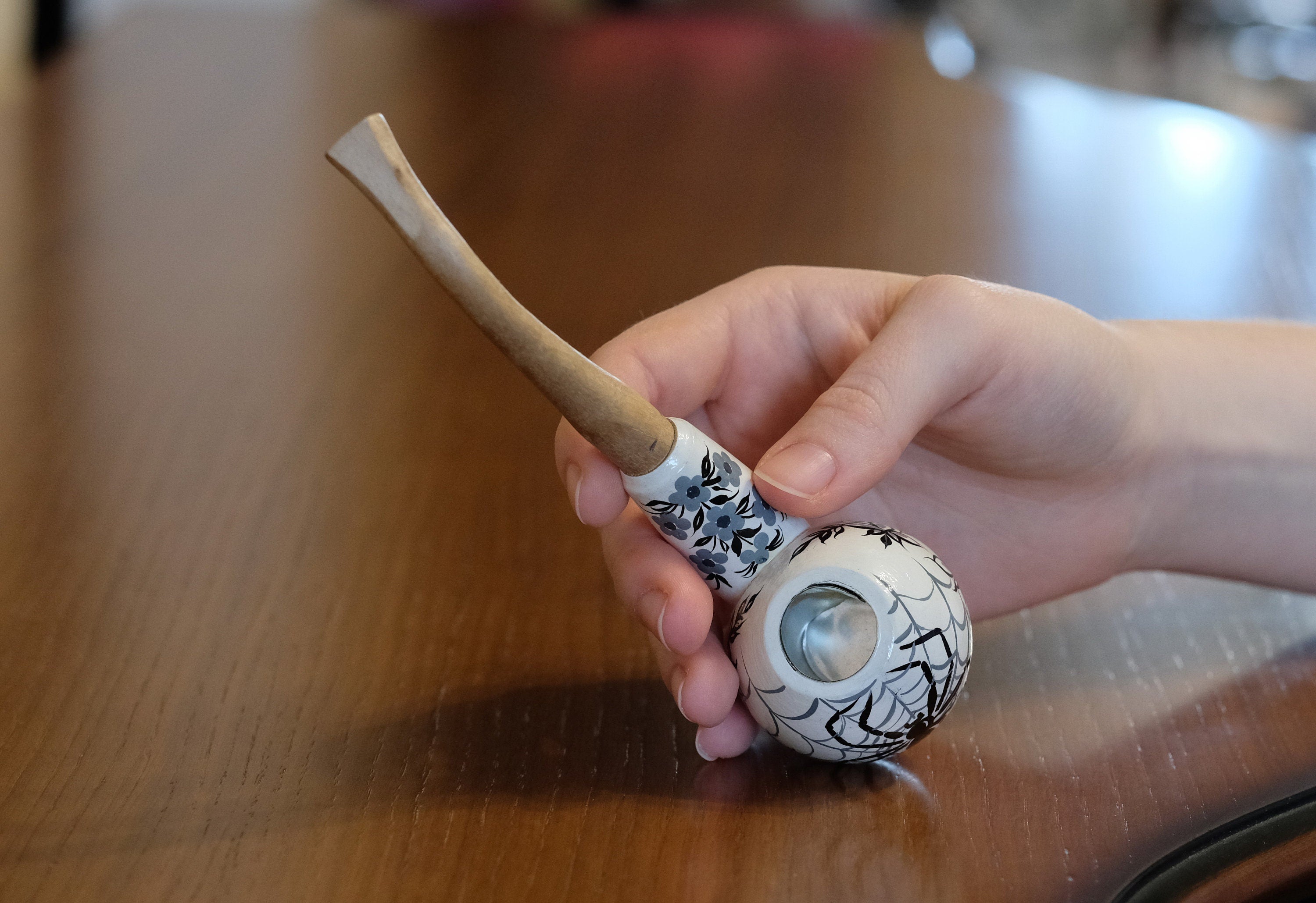 Painted Wooden Smoking Pipe - Personalized Spider Tobacco Pipe Made in Ukraine